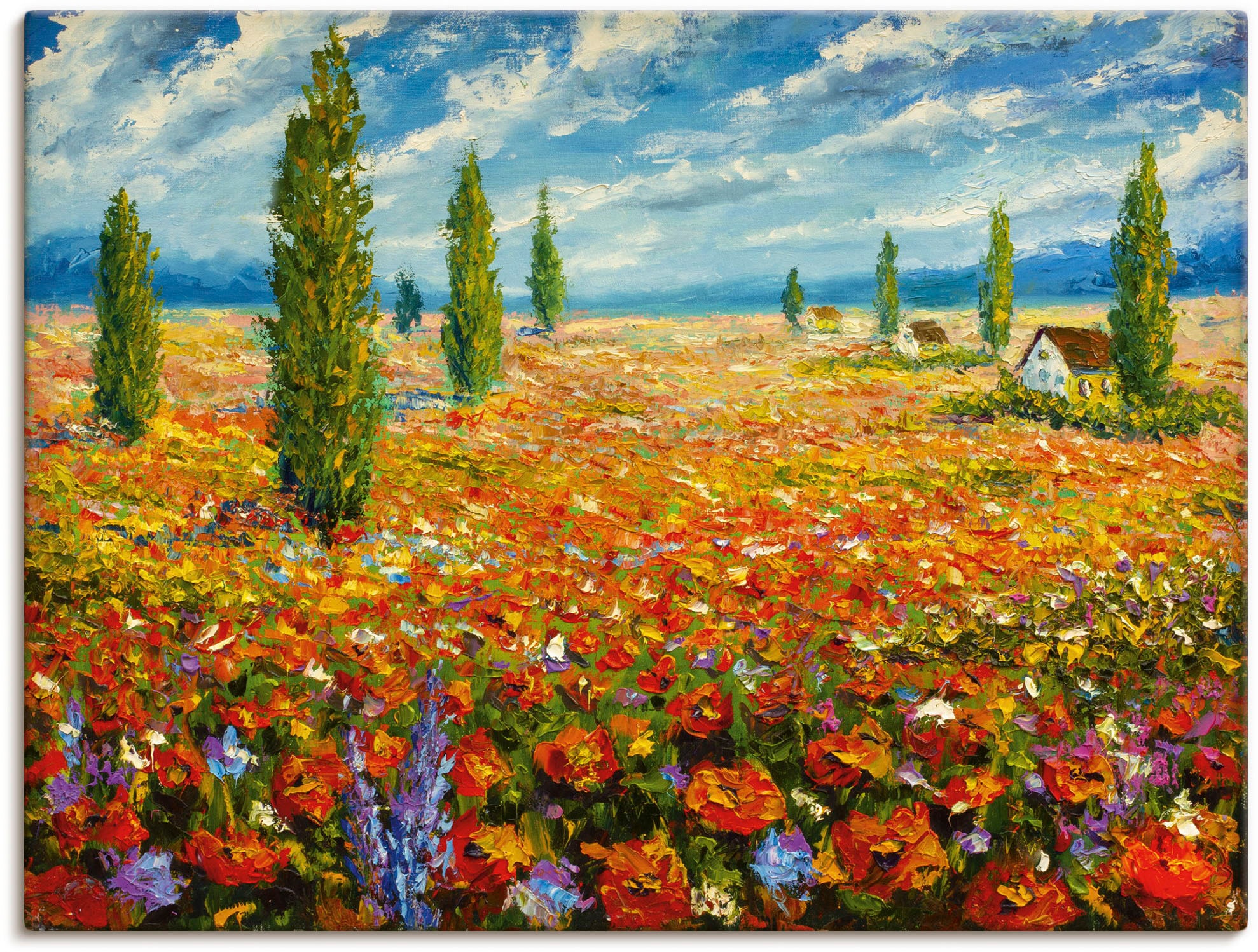 Image of Artland Leinwandbild "Mohnblumenwiese" Blumenwiese 1 Stk. tlg. auf Holzrahmen gespannt