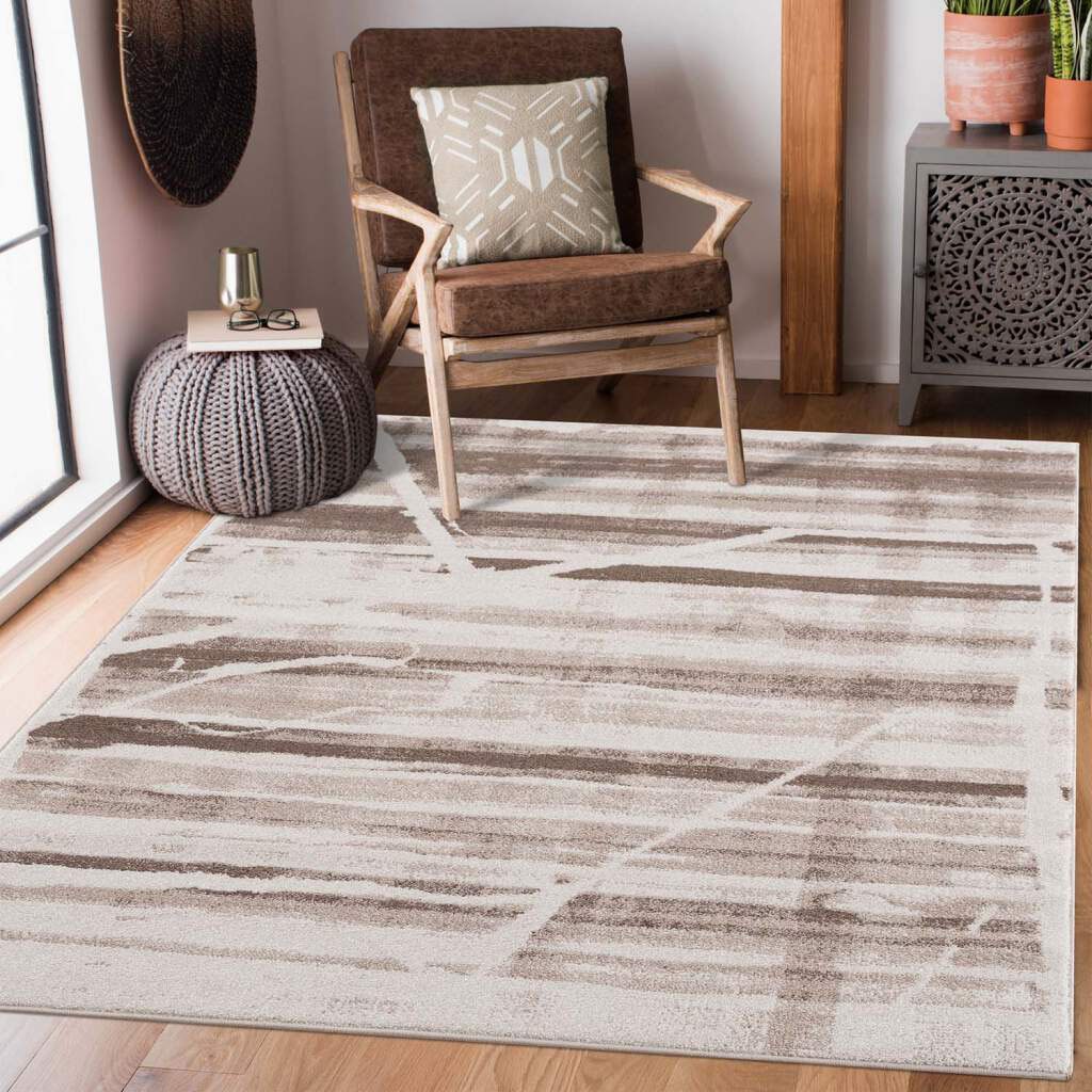 Image of Carpet City Teppich "Moda" rechteckig 11 mm Höhe Kurzflor, Streifen-Muster, Weicher Flor