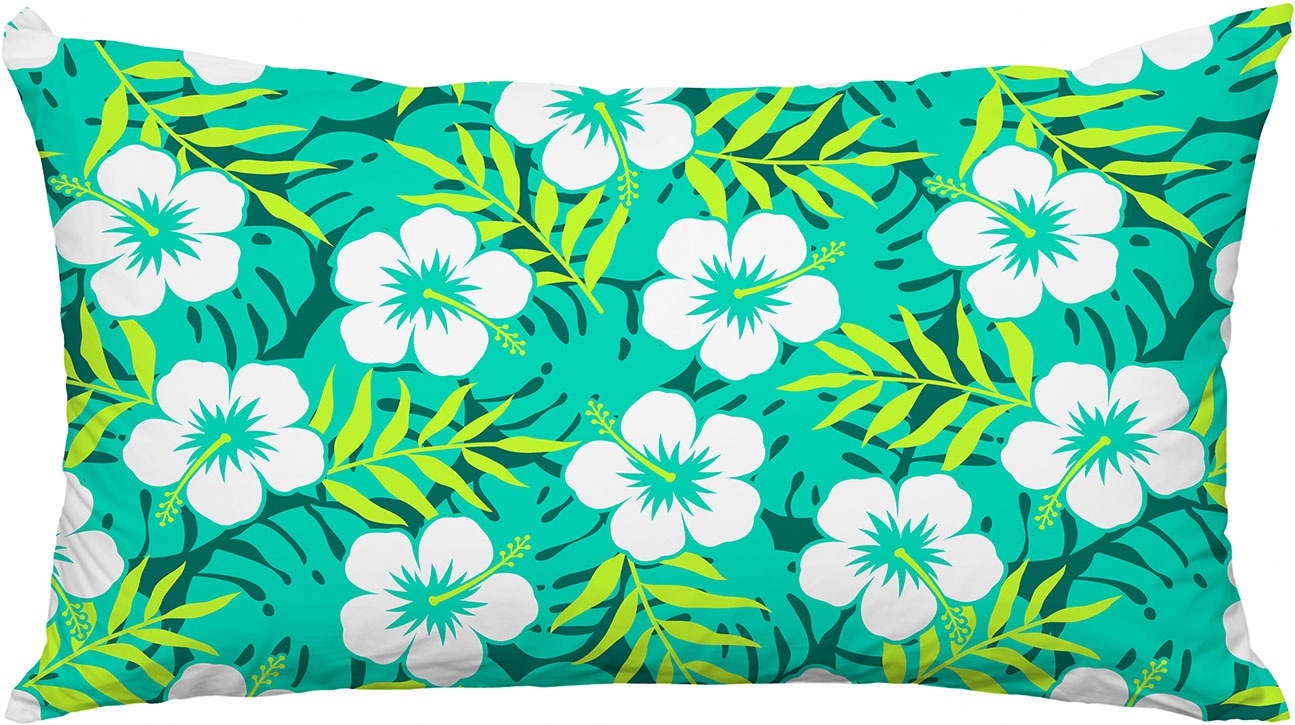 Image of queence Dekokissen "Hawaii Blüte" Premium Outdoor Kissenbezug; Format: 60x40 cm