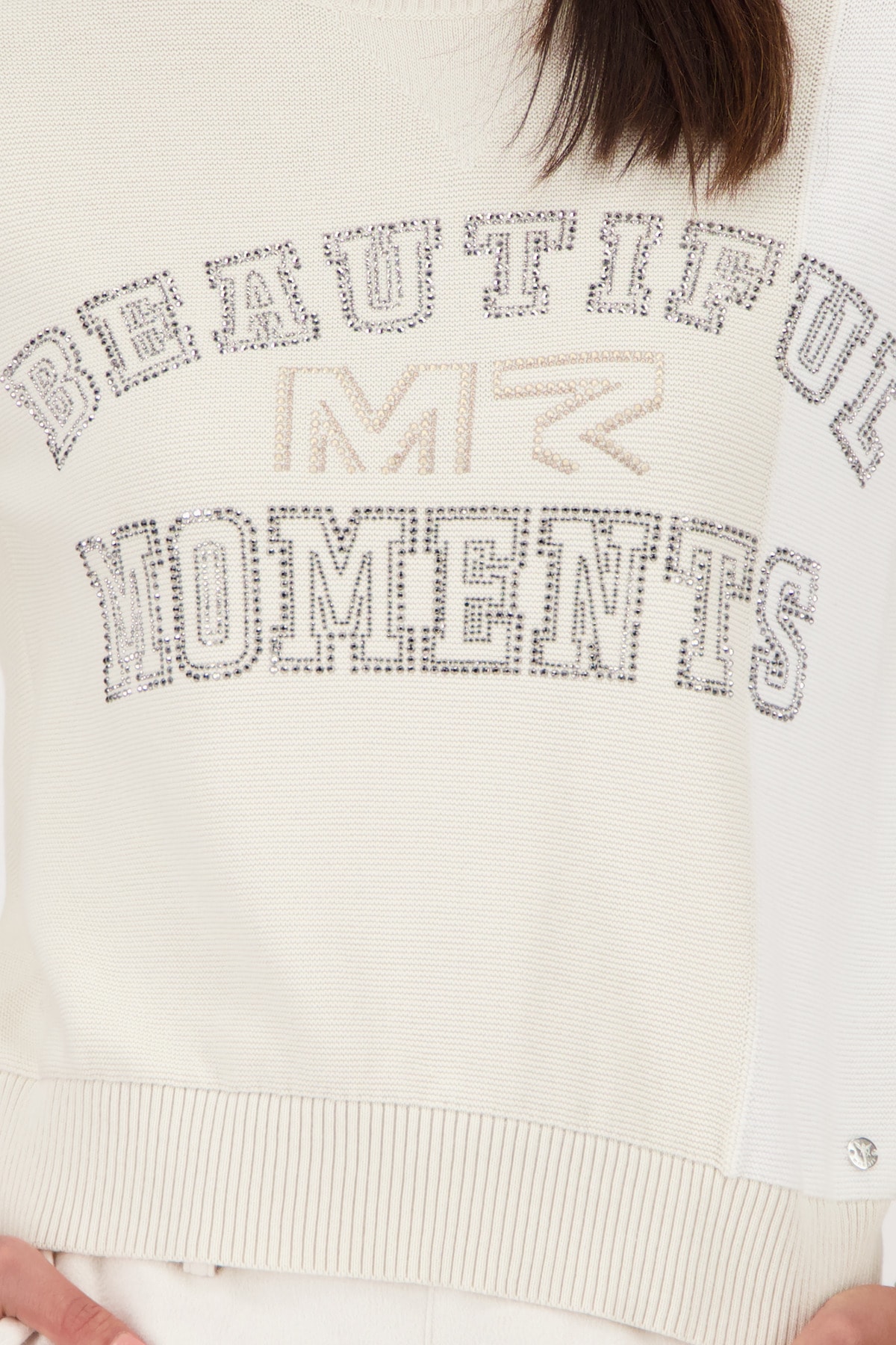 Monari Pull en tricot »Pullover Colorblock + Schmuck« Mit Rundhalsausschnitt