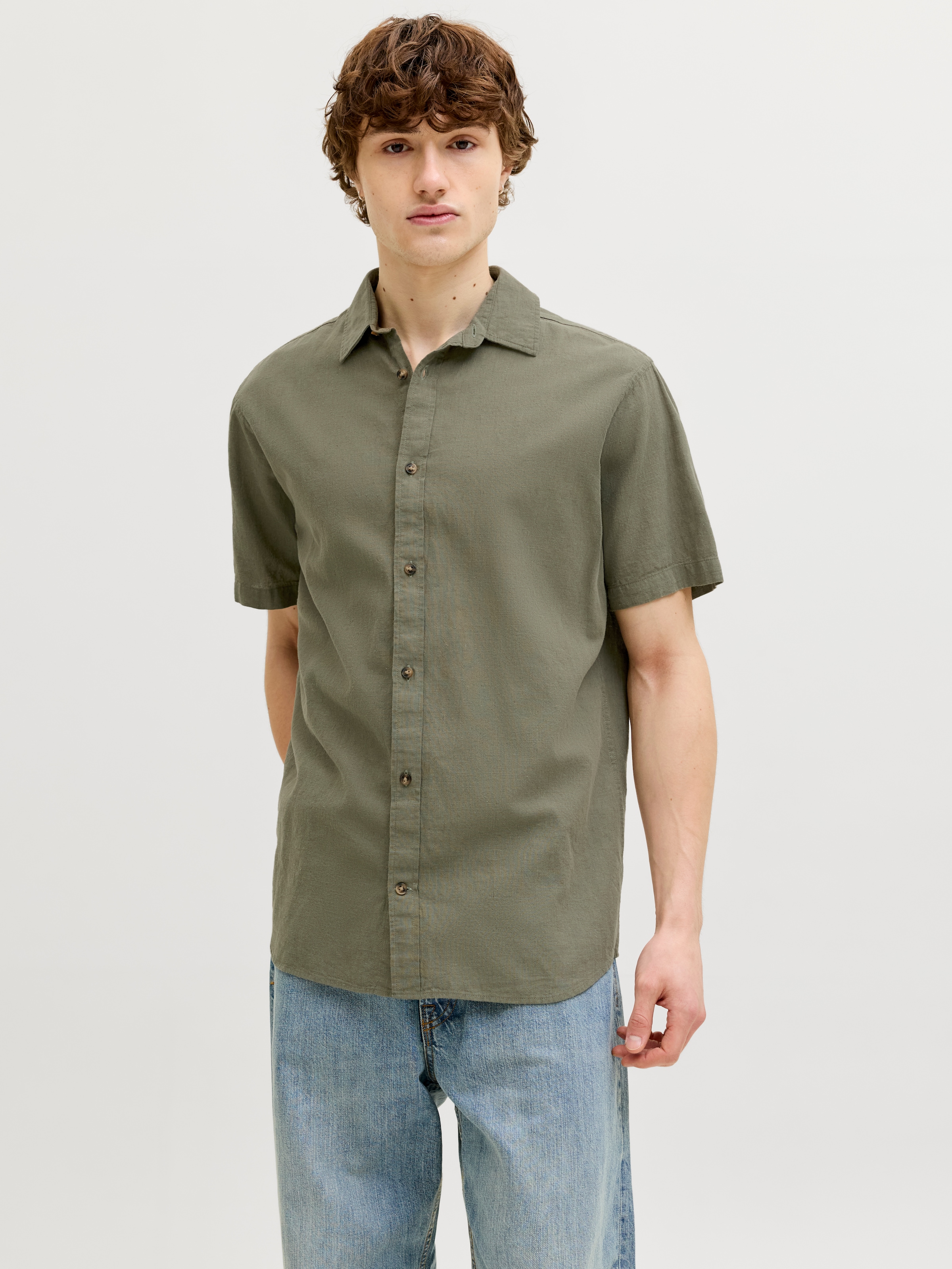 Jack & Jones Chemise à manches courtes »JJESUMMER LINEN BLEND SHIRT S/S SN« Baumwolle mit Leinen, regular fit
