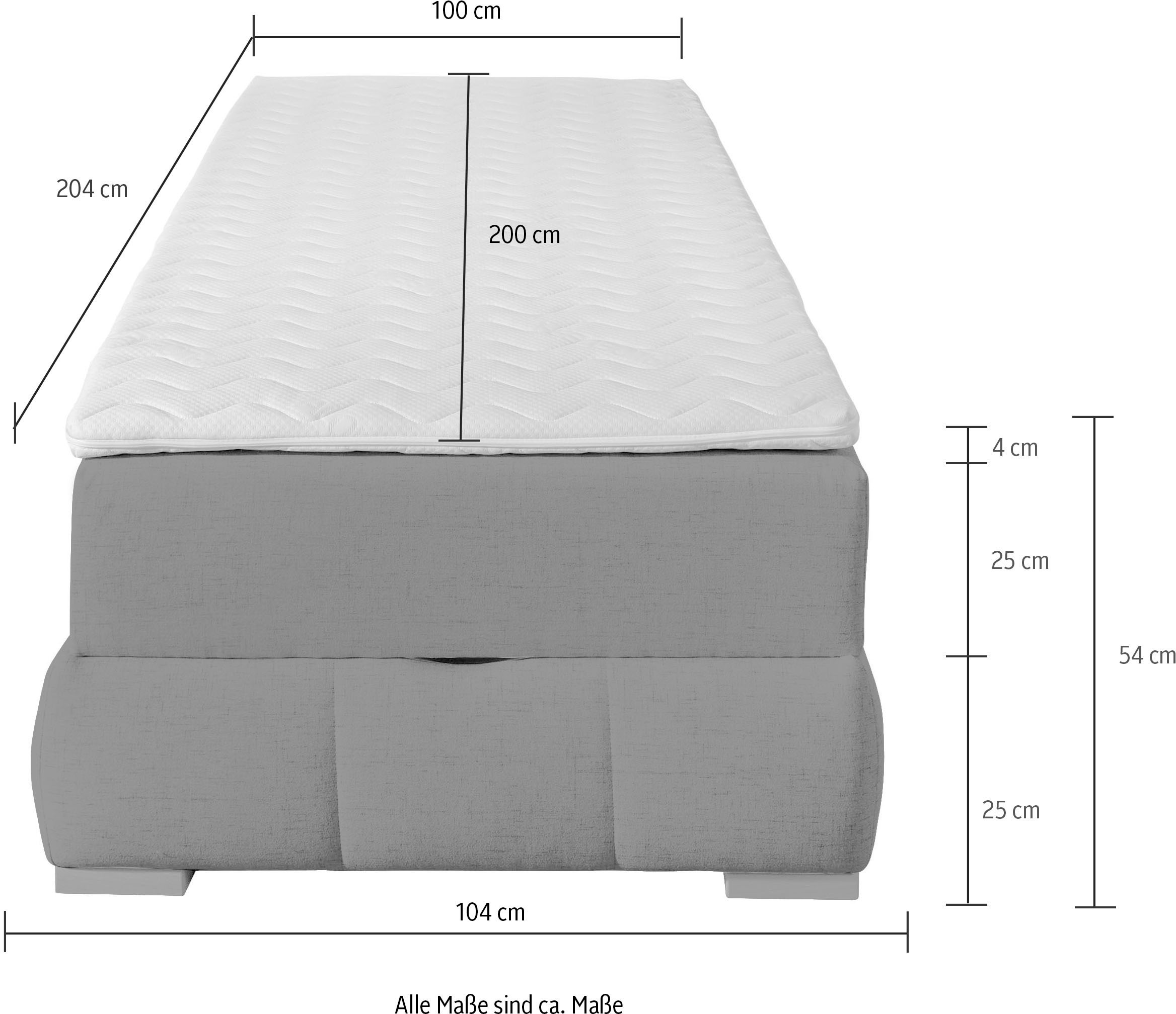 GOODproduct Boxbett »Wehma« ohne Kopfteil, inklusive Topper und Bettkasten