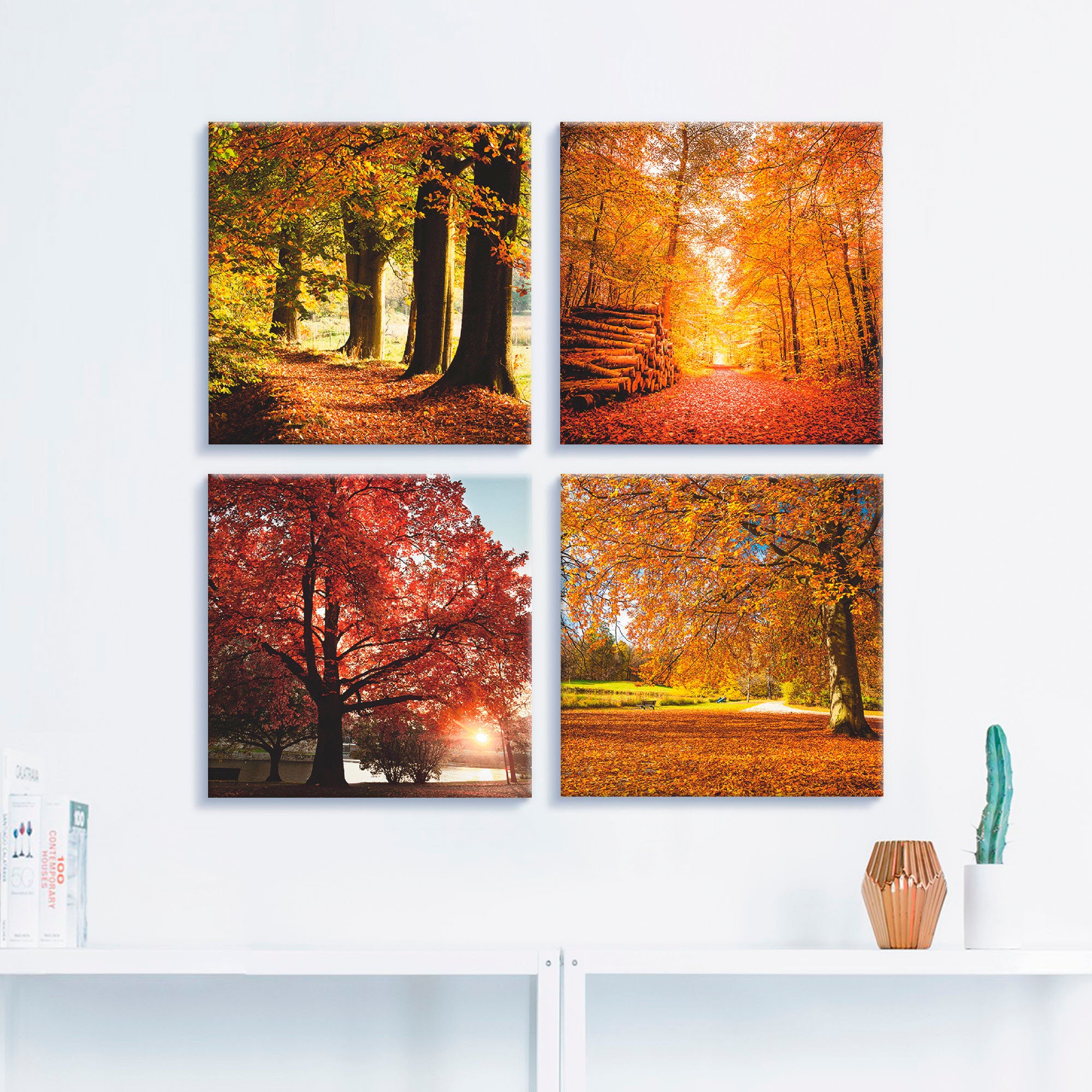 Artland Leinwandbild »Herbstlandschaft«, Bäume, (4 St.), 4er Set, verschiedene Grössen