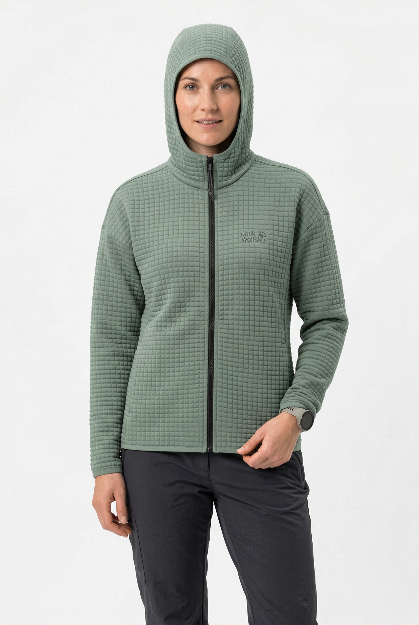 Jack Wolfskin Veste polaire »MOGARI HOODED FZ W« mit Kapuze atmungsaktiv, leicht, Übergangsjacke, Waffel-Optik