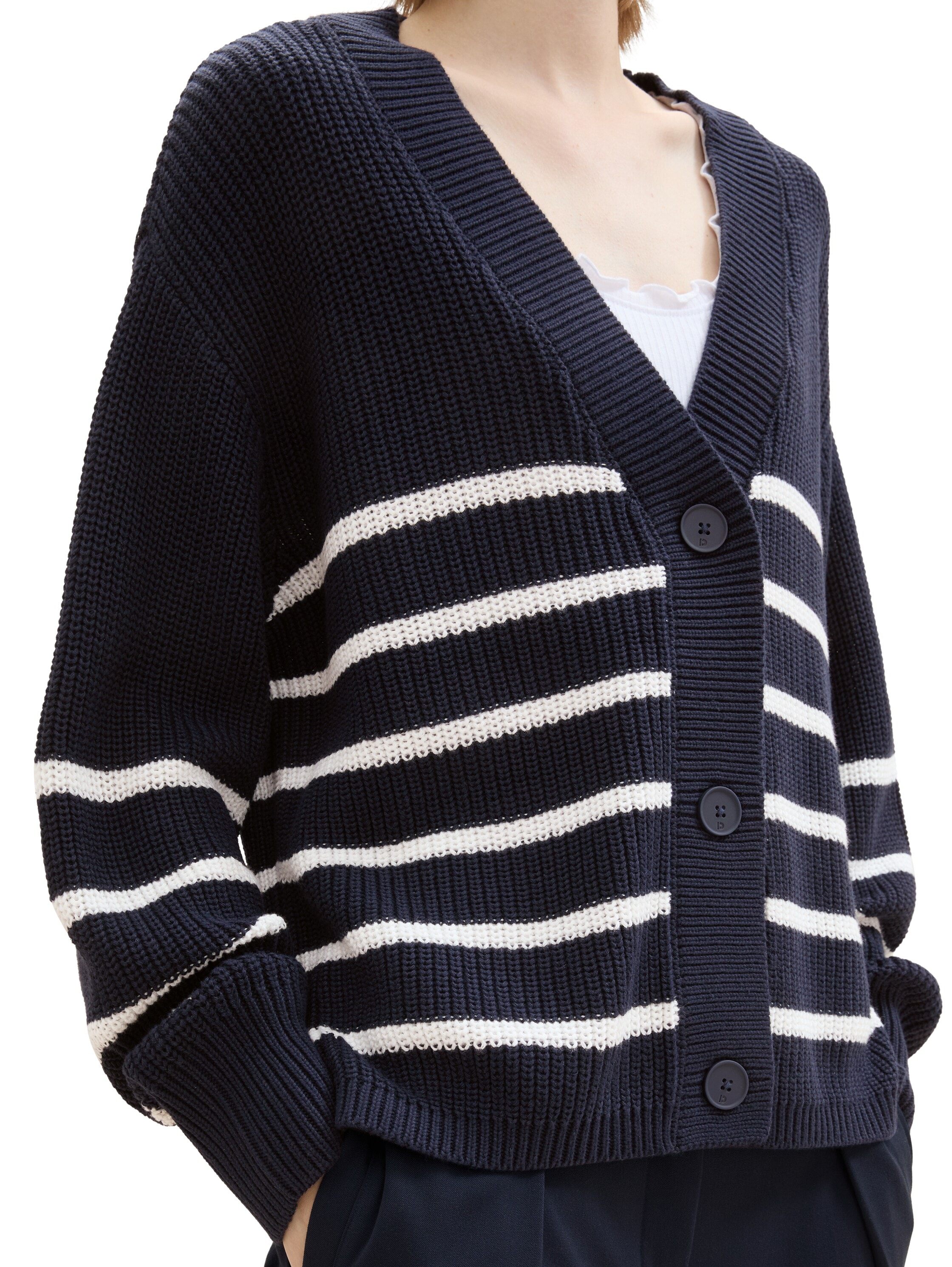 TOM TAILOR Denim Cardigan, mit Strickstruktur und Knopfleiste