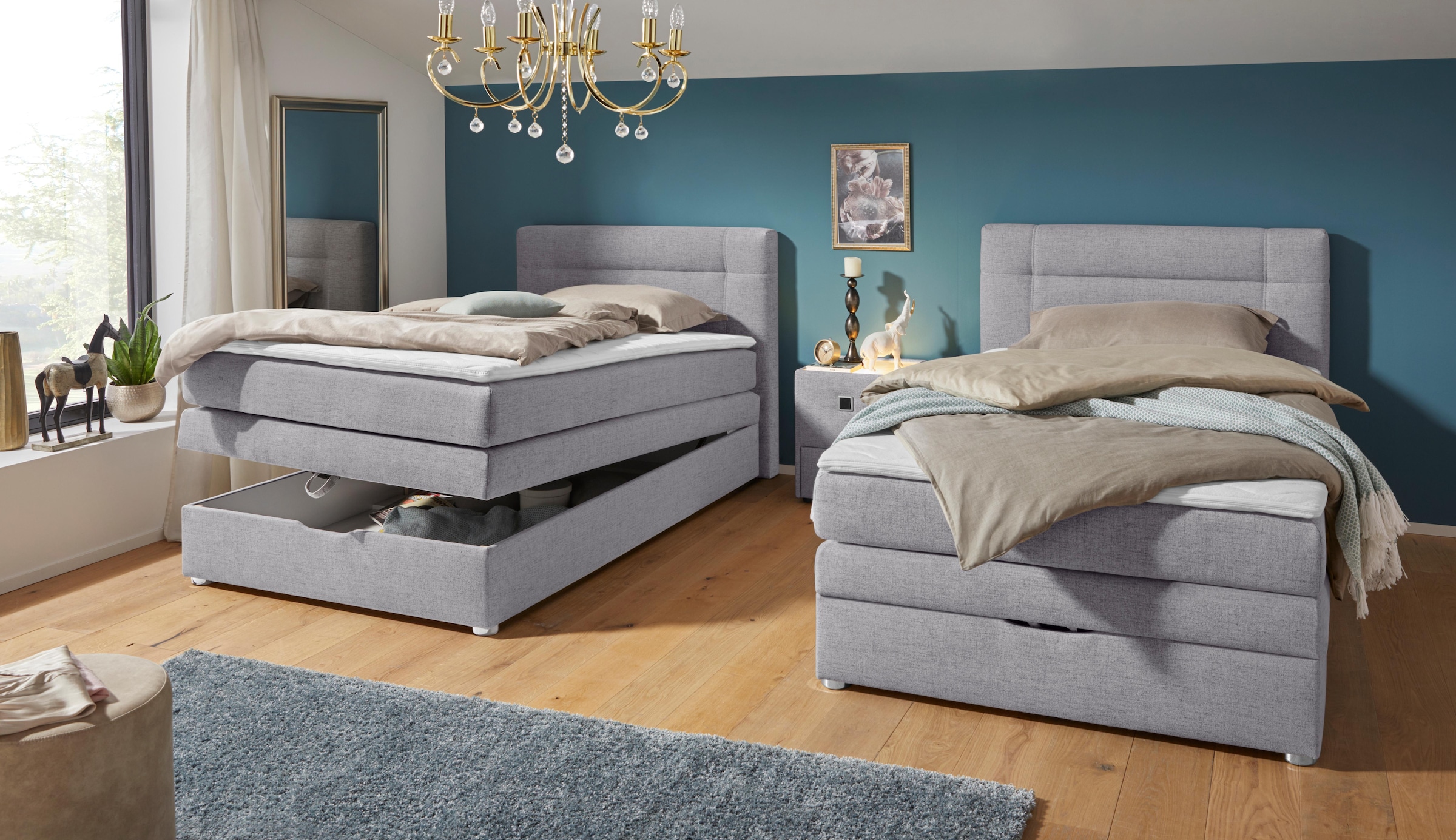Jockenhöfer Gruppe Lit boxspring »Carmen« avec coffre de lit et surmatelas, disponible en 120 & 140 cm de largeur