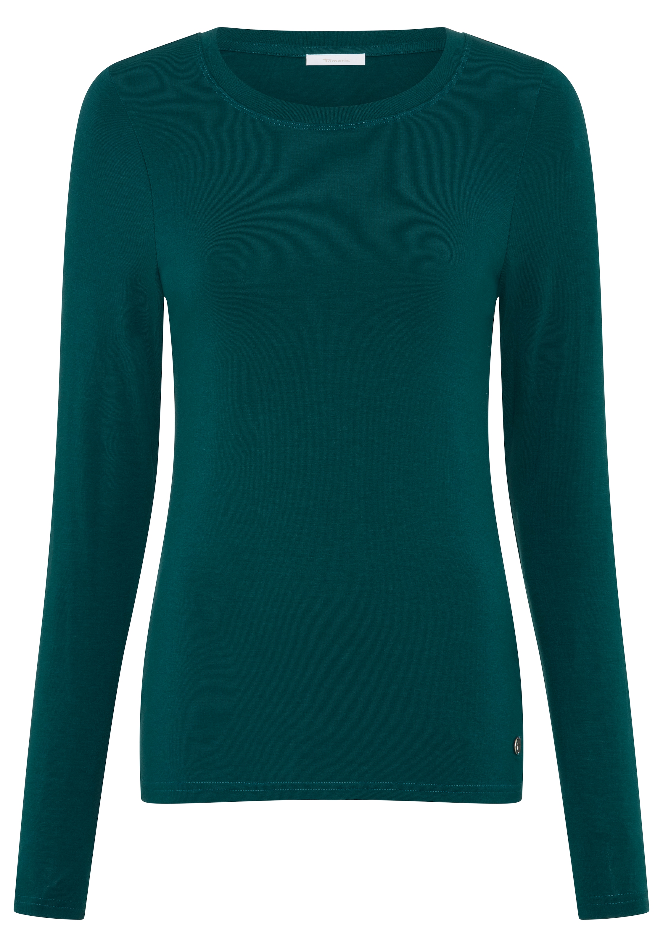 Tamaris T-shirt à manches longues »aus elastischer Viskosemischung, figurbetonte Passform« t-shirt basique à manches longues avec col rond