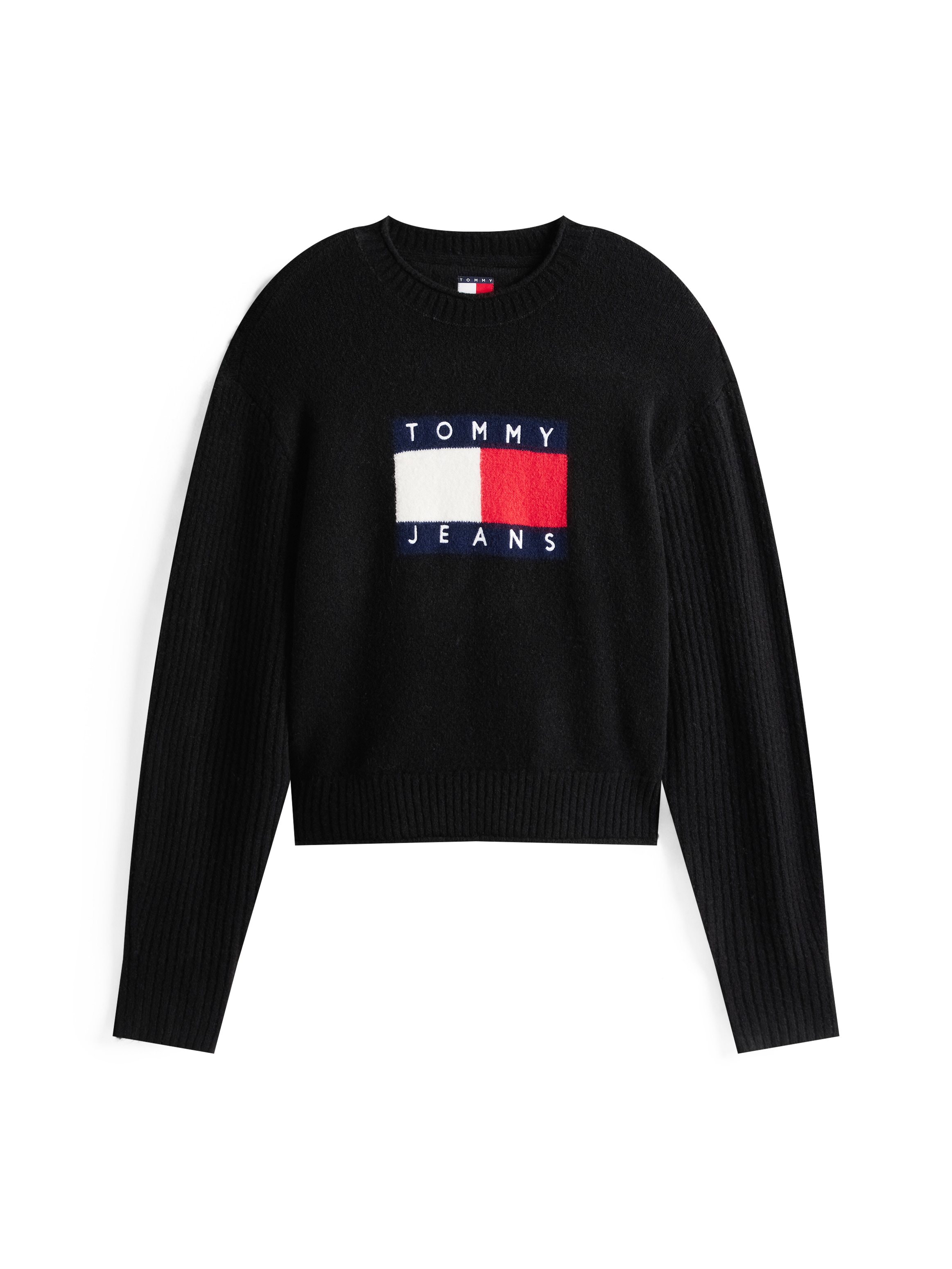Tommy Jeans Pull en tricot »TJW MELANGE FLAG SWEATER RIB EXT« in gerippter Struktur