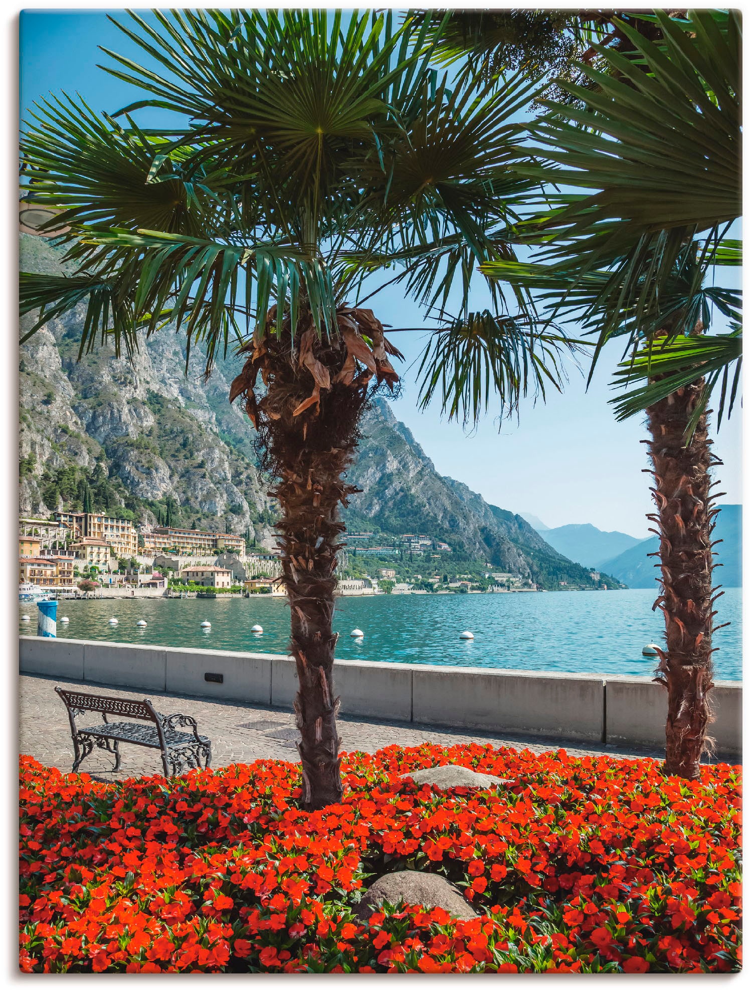 Image of Artland Leinwandbild "Gardasee Limone sul" Europa 1 Stk. tlg. auf Holzrahmen gespannt