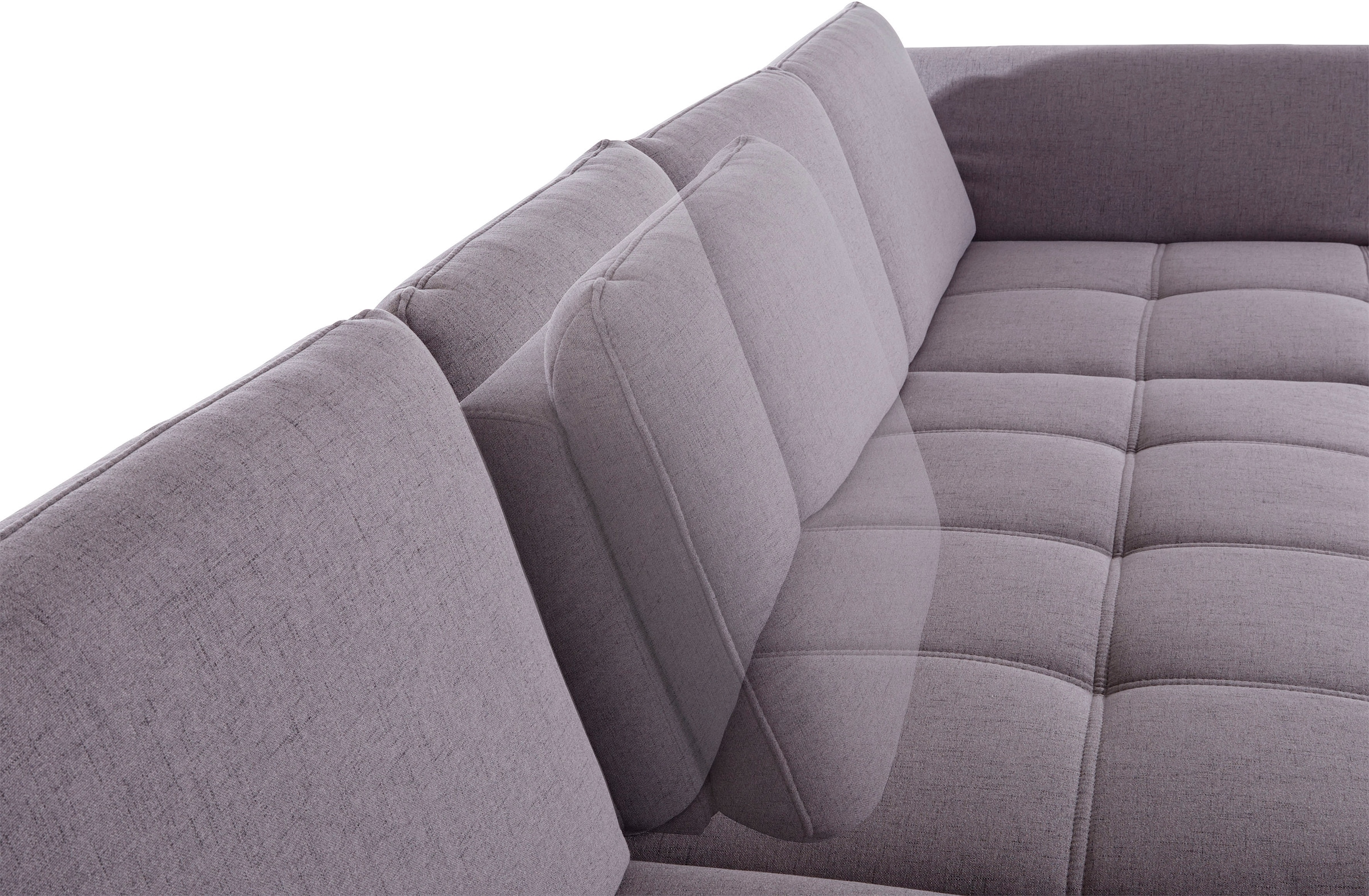 PLACES OF STYLE Wohnlandschaft »Costello U-Form, B: 363 cm mit Sitztiefen-, Armteilverstellung &« 3 Nierenkissen, optional Bettfunktion & Bettkasten