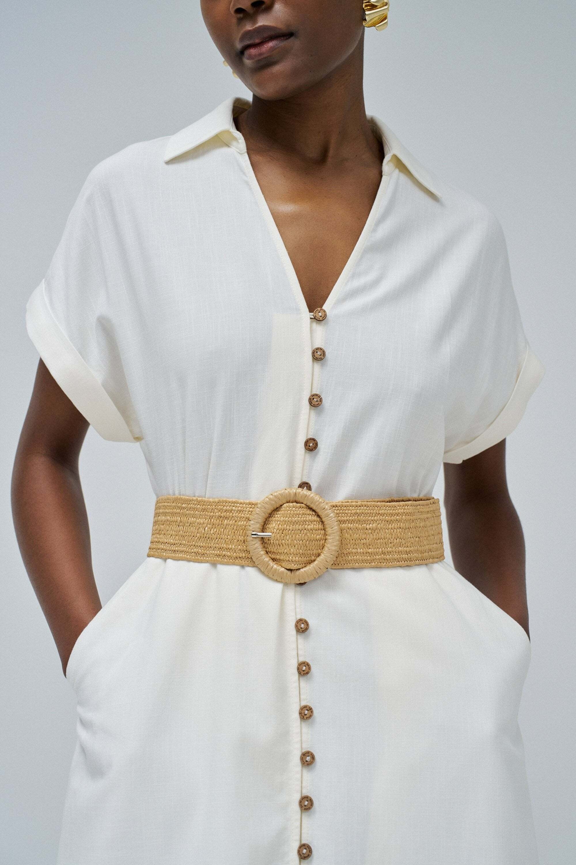 Salsa Midikleid »Salsa Jeans Midikleid Linen Shirt Dress With Front Buttoned Belt«