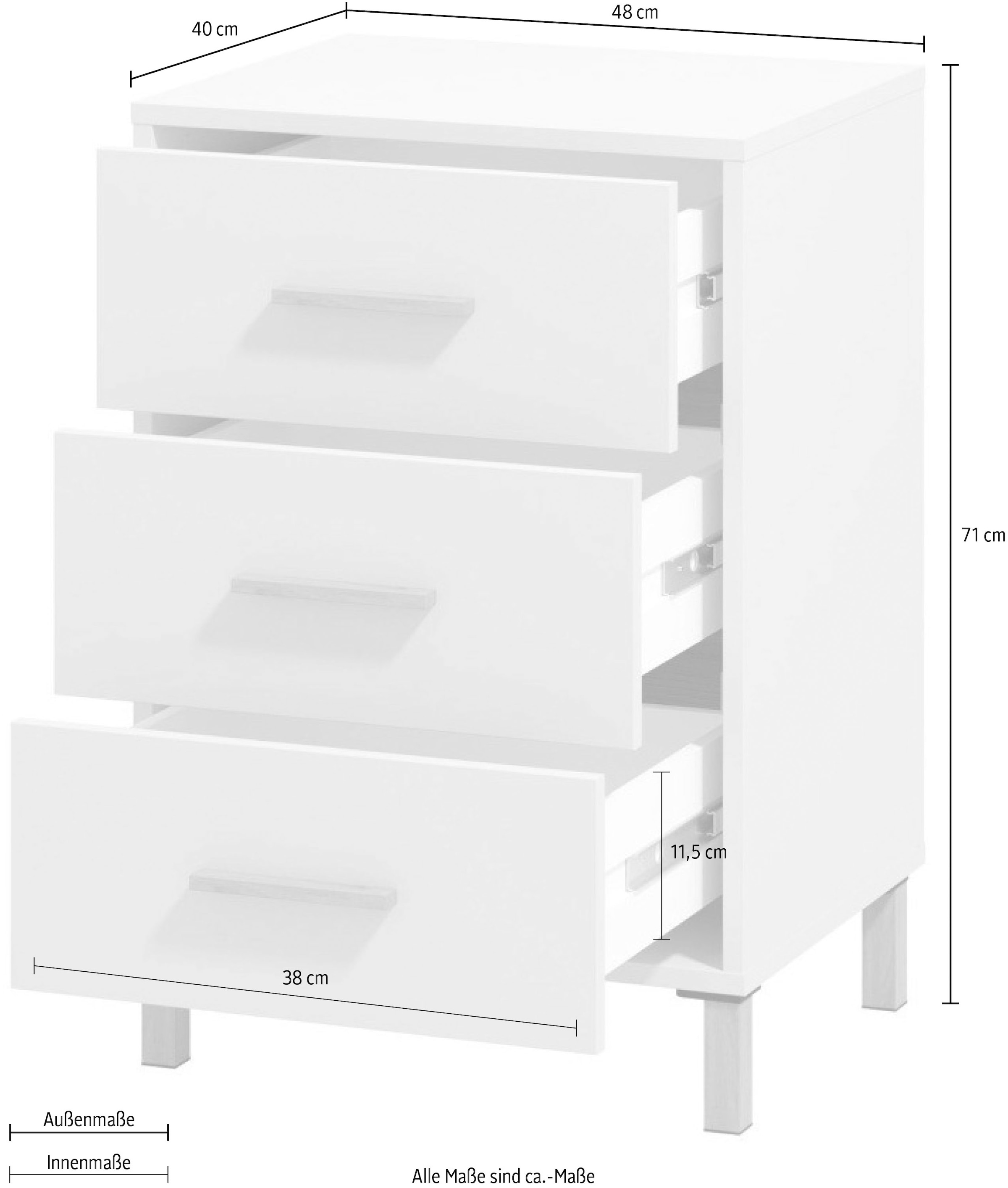 Home affaire Nachtkommode »Belfort Nachtschrank Nachttisch Made in Europe« mit 2 oder 3 Schubladen, FSC®-zertifizierter, Trendfarbe cashmere