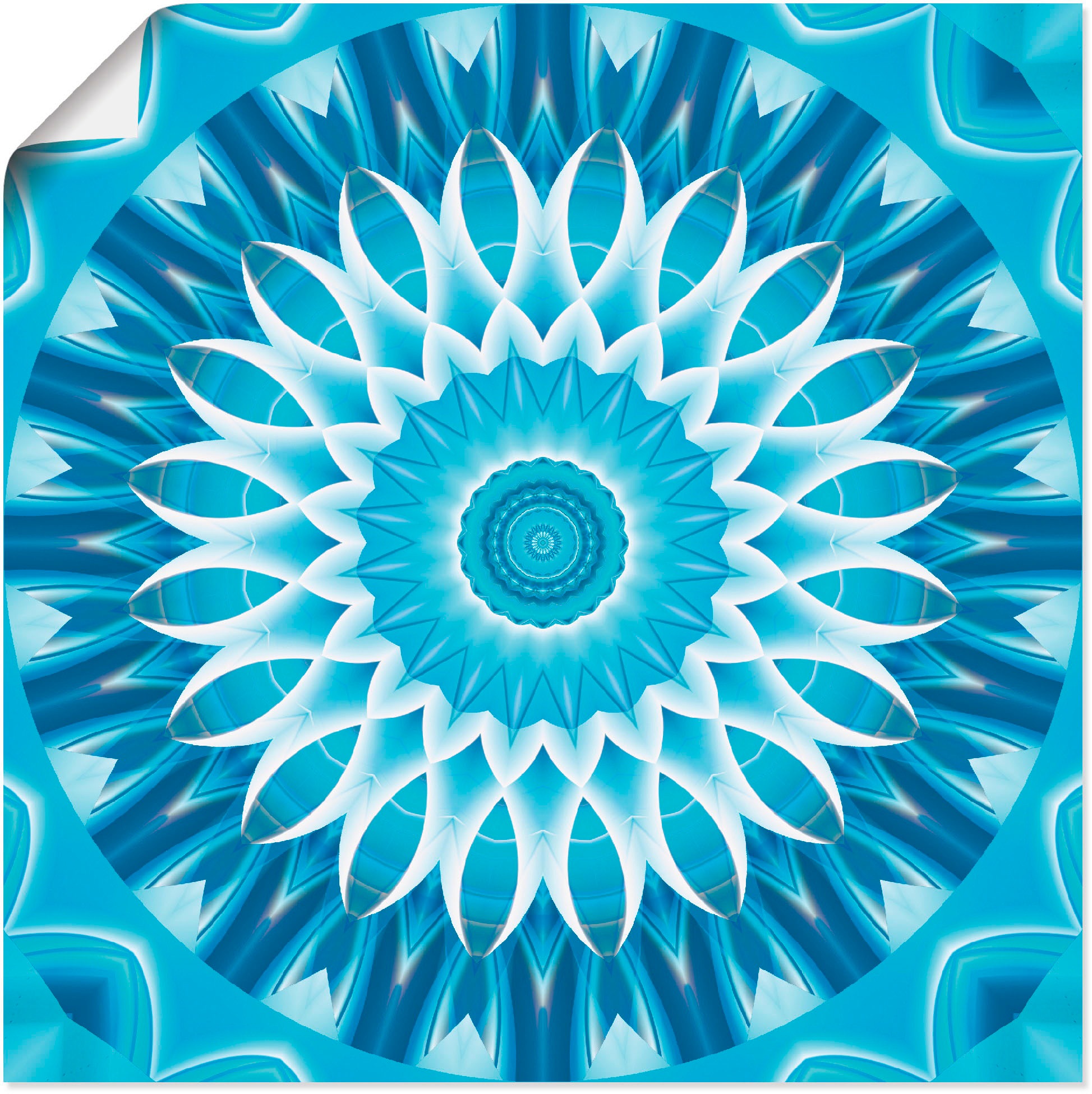 Image of Artland Wandbild »Mandala blau Blüte«, Muster, (1 St.), in vielen Grössen & Produktarten - Alubild / Outdoorbild für den Aussenbereich, Leinwandbild, Poster, Wandaufkleber / Wandtattoo auch für Badezimmer geeignet bei Ackermann Versand Schweiz