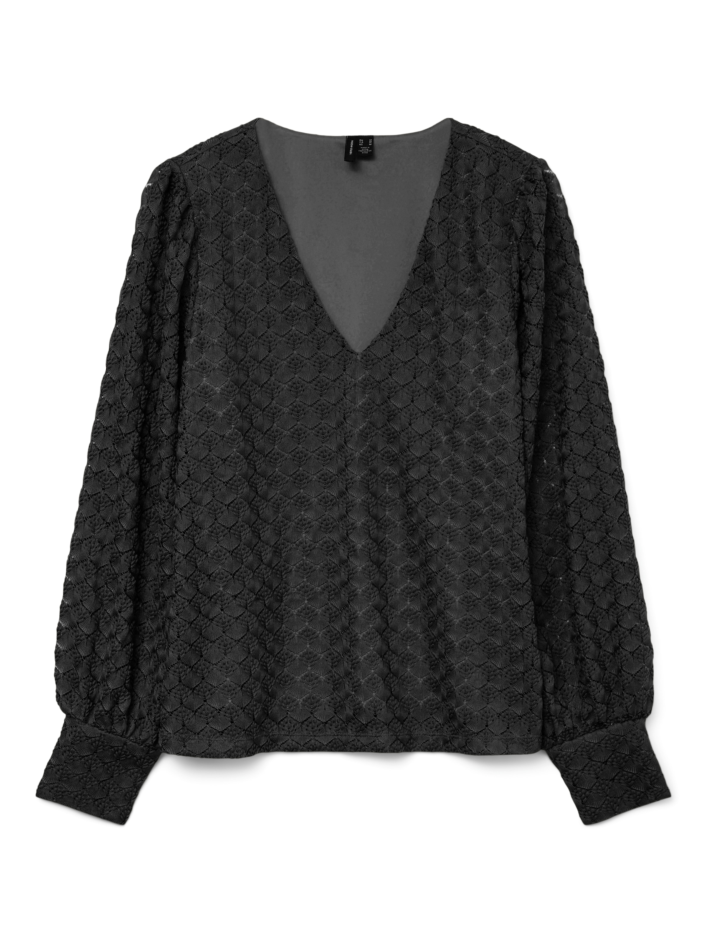 Vero Moda Langarmshirt »VMBECCA LS V-NECK LACE TOP JRS NOOS«