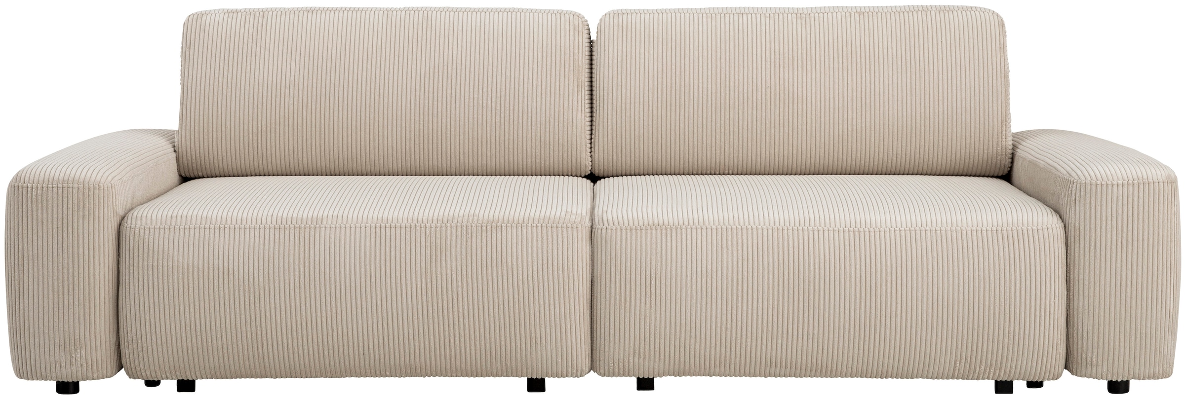 INOSIGN 3-Sitzer »TORGE (257cm), Sofa,Schlafsofa in Cord, Samtvelours, Struktur fein«, rundes Design, Schlaffunktion u. Bettkasten, Liegefläche: 135/200 cm