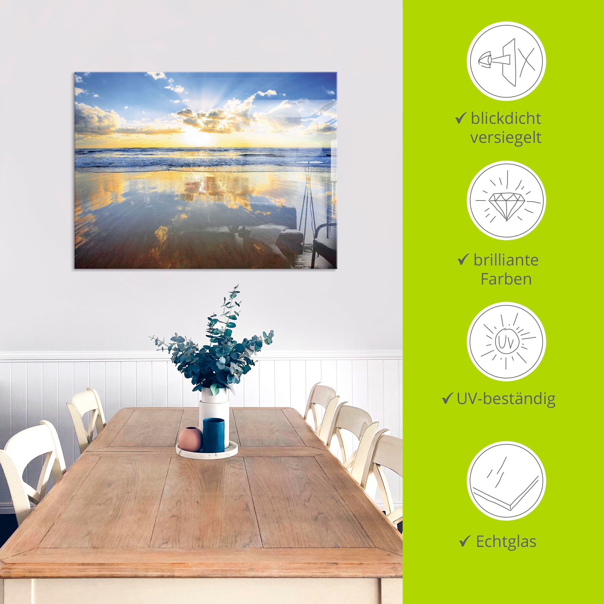 Artland Glasbild »Sonnenaufgang über dem Ozean« Himmel 1 Stk. tlg. in verschiedenen Grössen