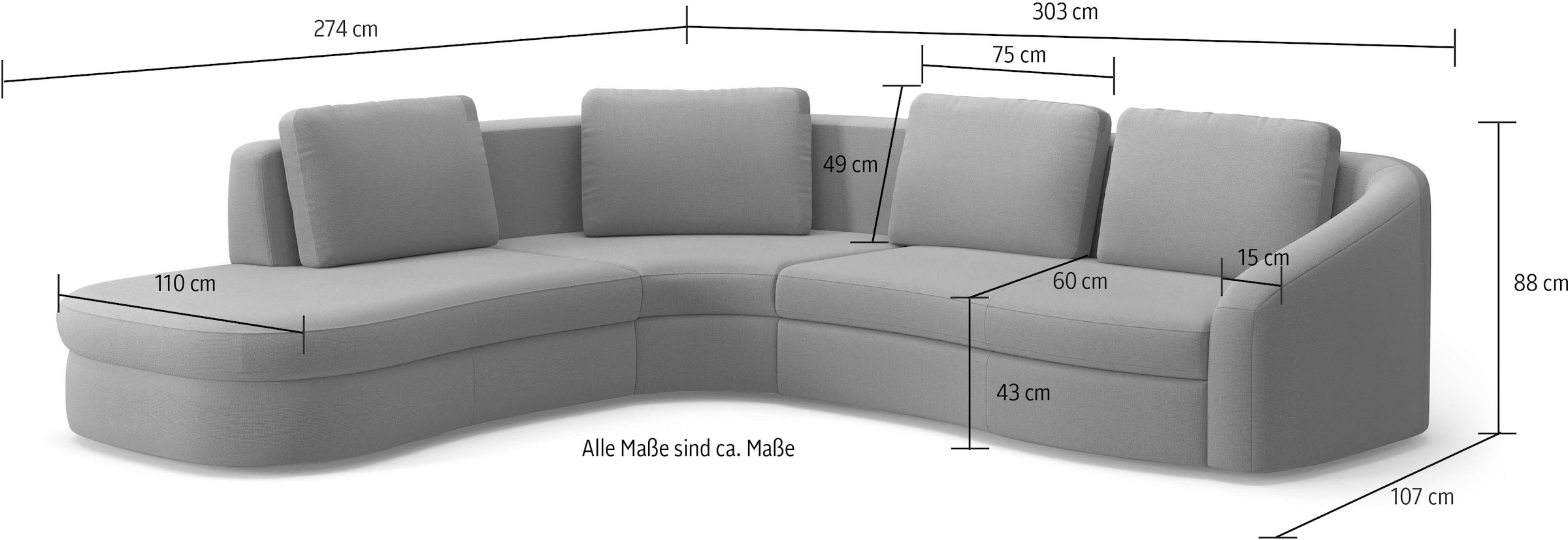 sit&more Ecksofa »Jazz L-Form« In weiteren Grössen erhältlich