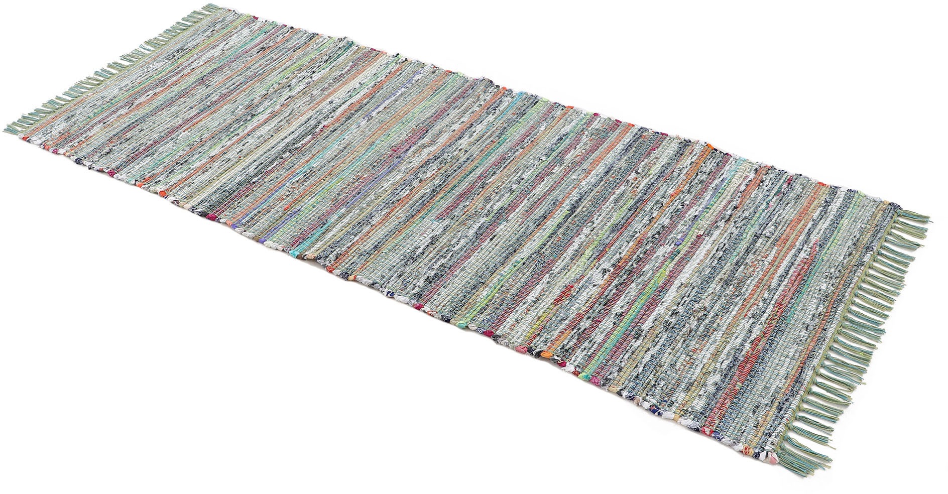 carpetfine Teppich »Kelim Chindi, Wendeteppich«, rechteckig, 6 mm Höhe, handgewebt, Fleckerlteppich mit Fransen, auch vielen in Läufergrössen