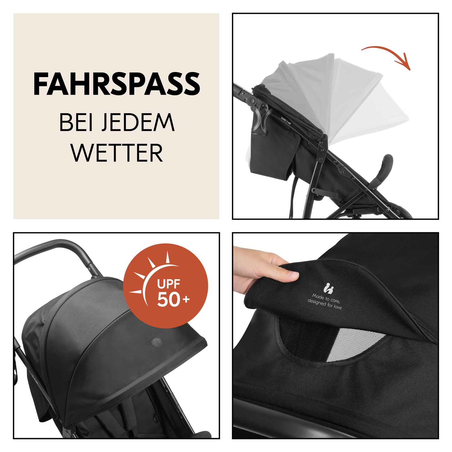 Hauck Poussette pour enfants »Dreiradbuggy, Rapid 3 Air, black« 22 kilos mit schwenk/feststellbarem Vorderrad; Lufträder; bis 22 kg belastbar