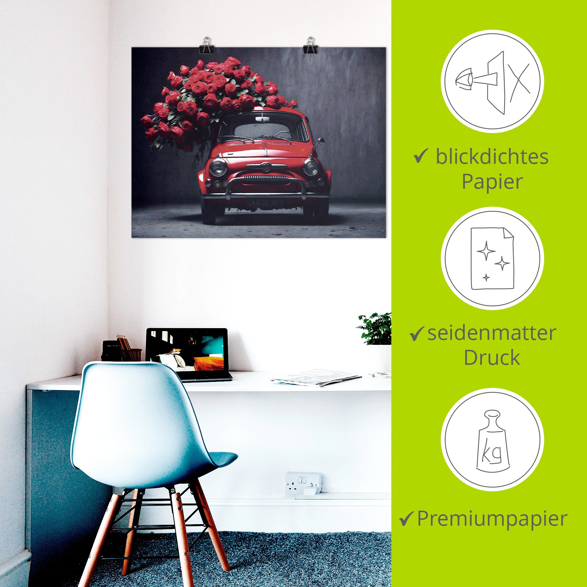 Artland Wandbild »Rote Rosen für den kleinen Italiener« 1 Stk. tlg. als Alubild, Leinwandbild, Poster, Wandaufkleber in verschied. Grössen