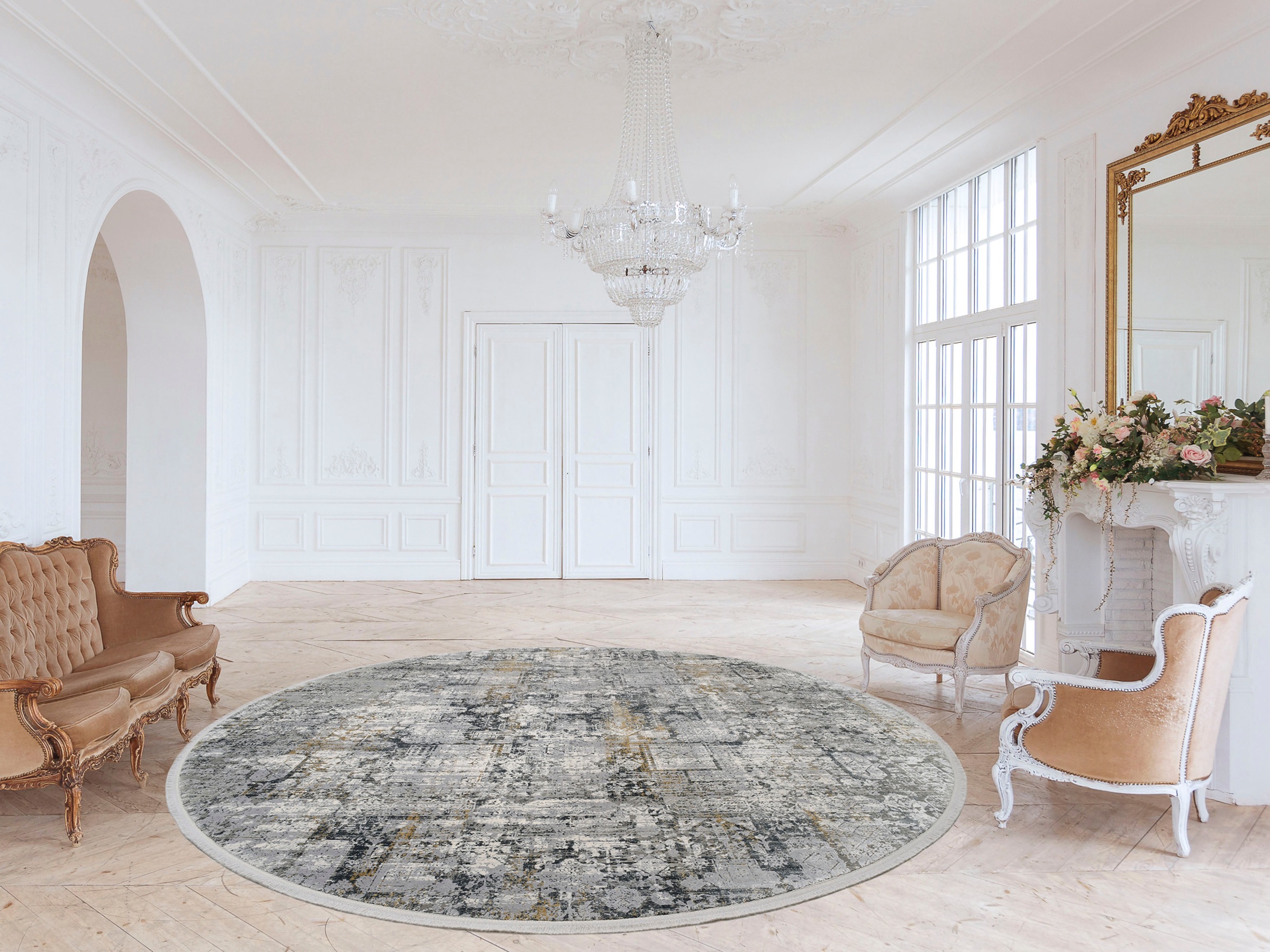 Musterring Teppich »SINFONIA«, rund, 8 mm Höhe, exlcusive MUSTERRING DELUXE COLLECTION hochwertig gekettelt, Fransen