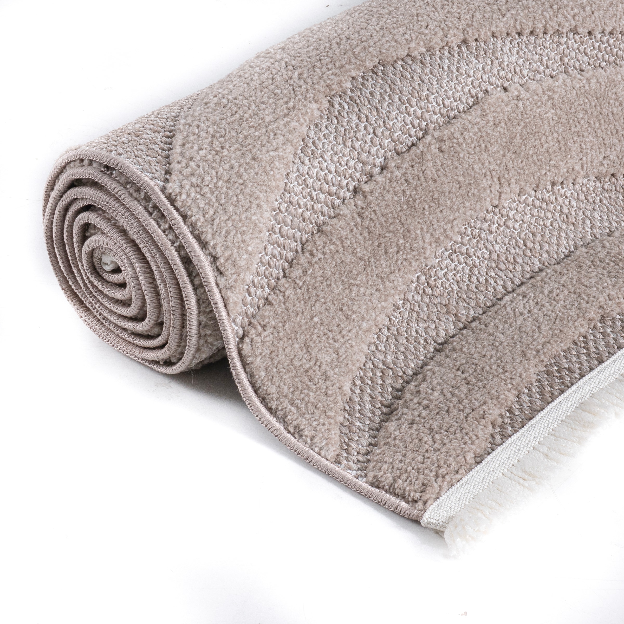 GOODproduct Teppich »Samelia mit Fransen, Wellendesign, Balkon, Camping« rechteckig 6 mm Höhe Hoch-Tief-Struktur, In- und Outdoor geeignet für Küche oder Esszimmer