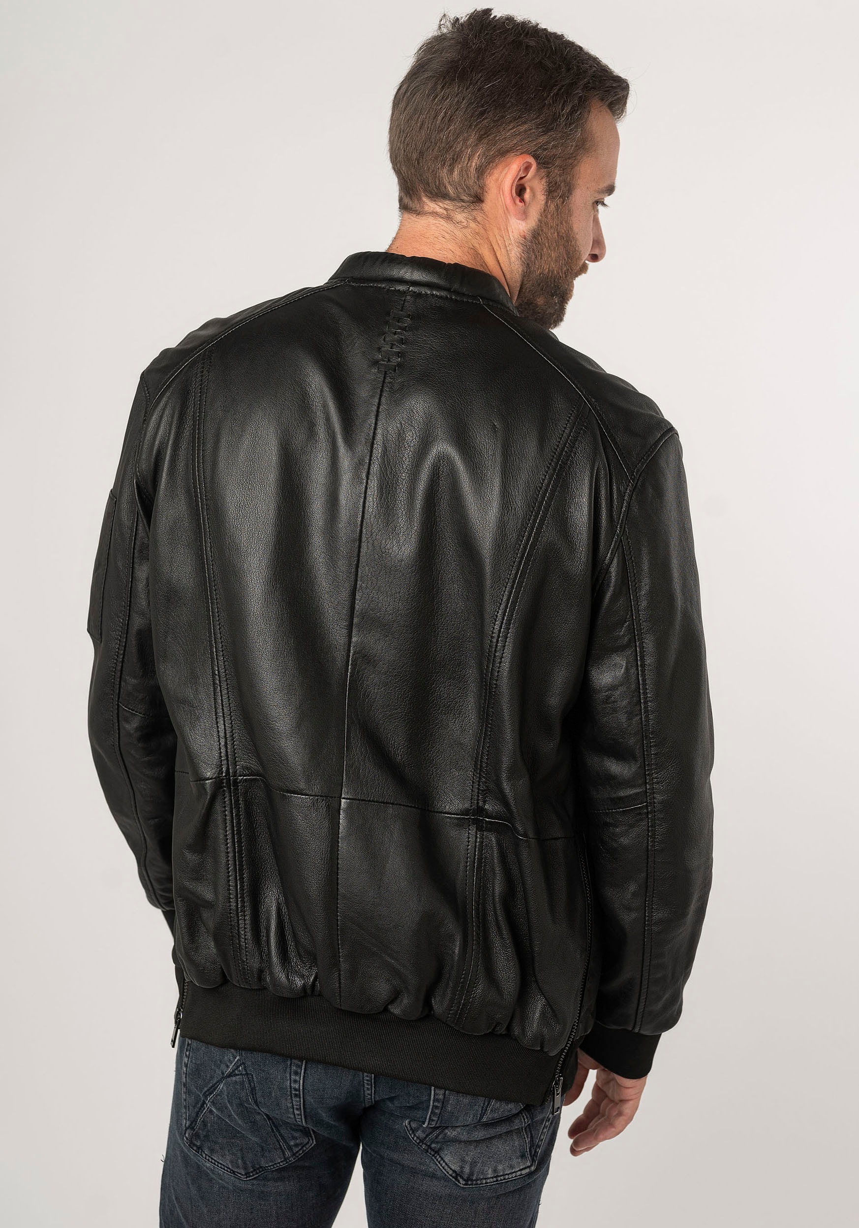 Mauritius Lederjacke »2Mkaira OS«, mit Reissverschluss, Strickbündchen, Ärmeltasche