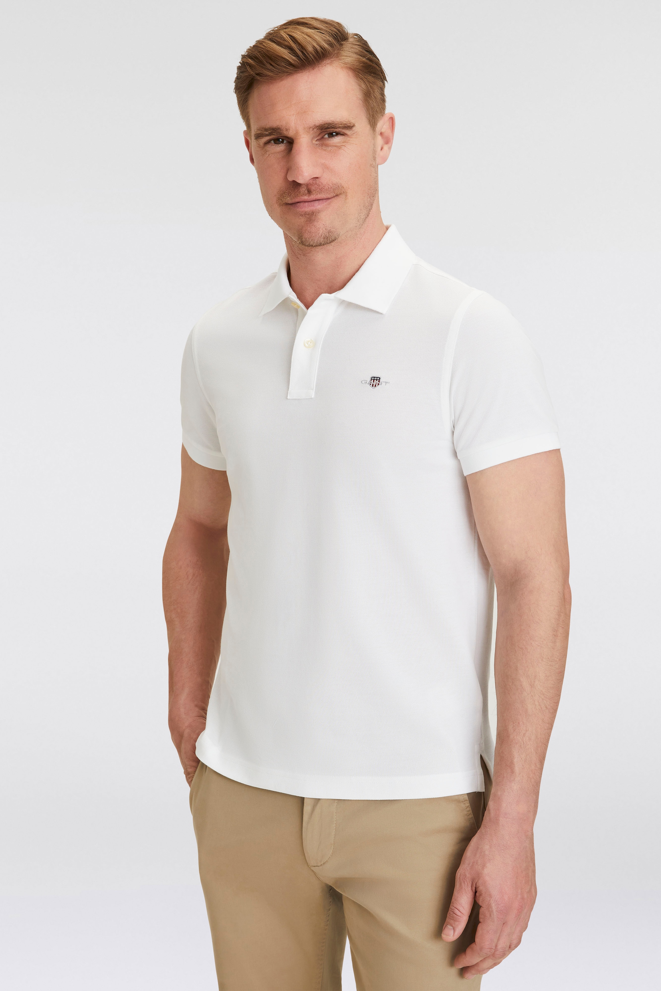 Gant Poloshirt »REG SHIELD SS PIQUE POLO«, mit Logo und Flachstrickkragen 100% Baumwolle Pique