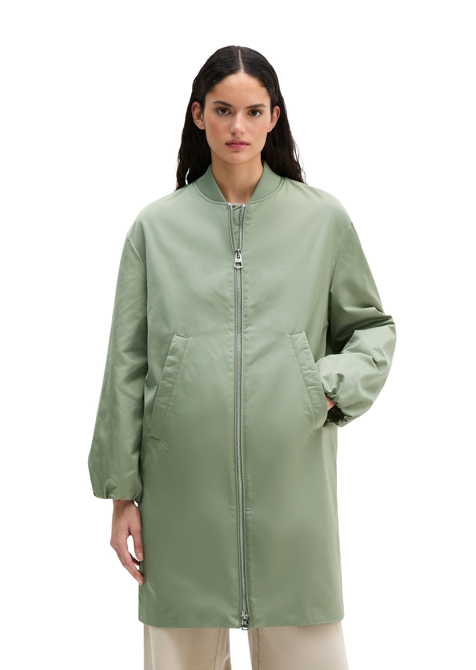 Marc O'Polo Langmantel im Aviator-Stil regular aus recyceltem Polyester-Twill