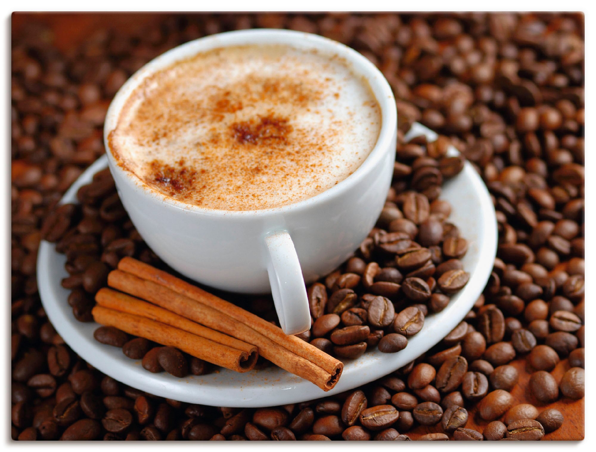 Image of Artland Leinwandbild "Cappuccino - Kaffee" Getränke 1 Stk. tlg. auf Holzrahmen gespannt