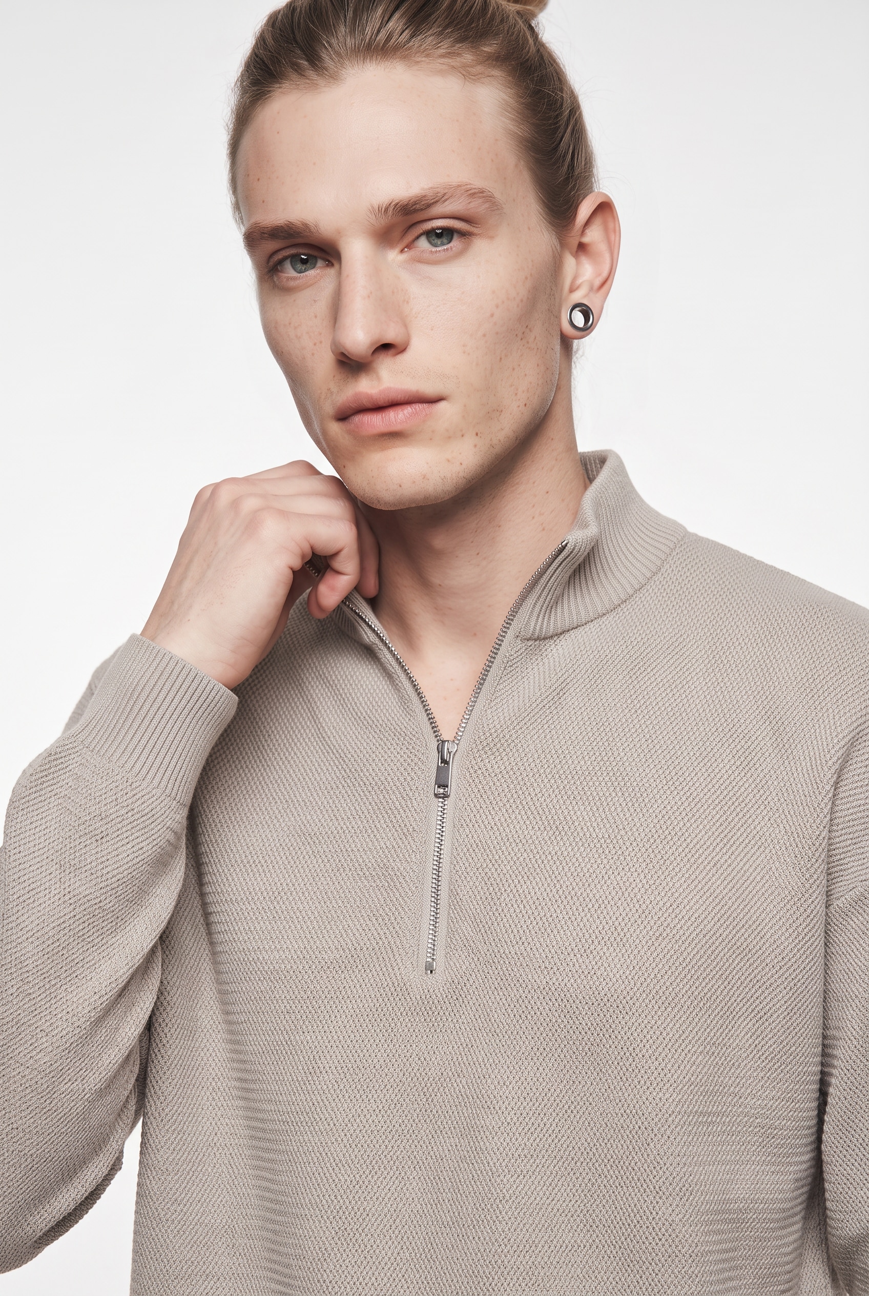 ONLY & SONS Troyer »ONSCARTER REG JAQUARD 1/2 ZIP OTL« mélange viscose, coupe régulière