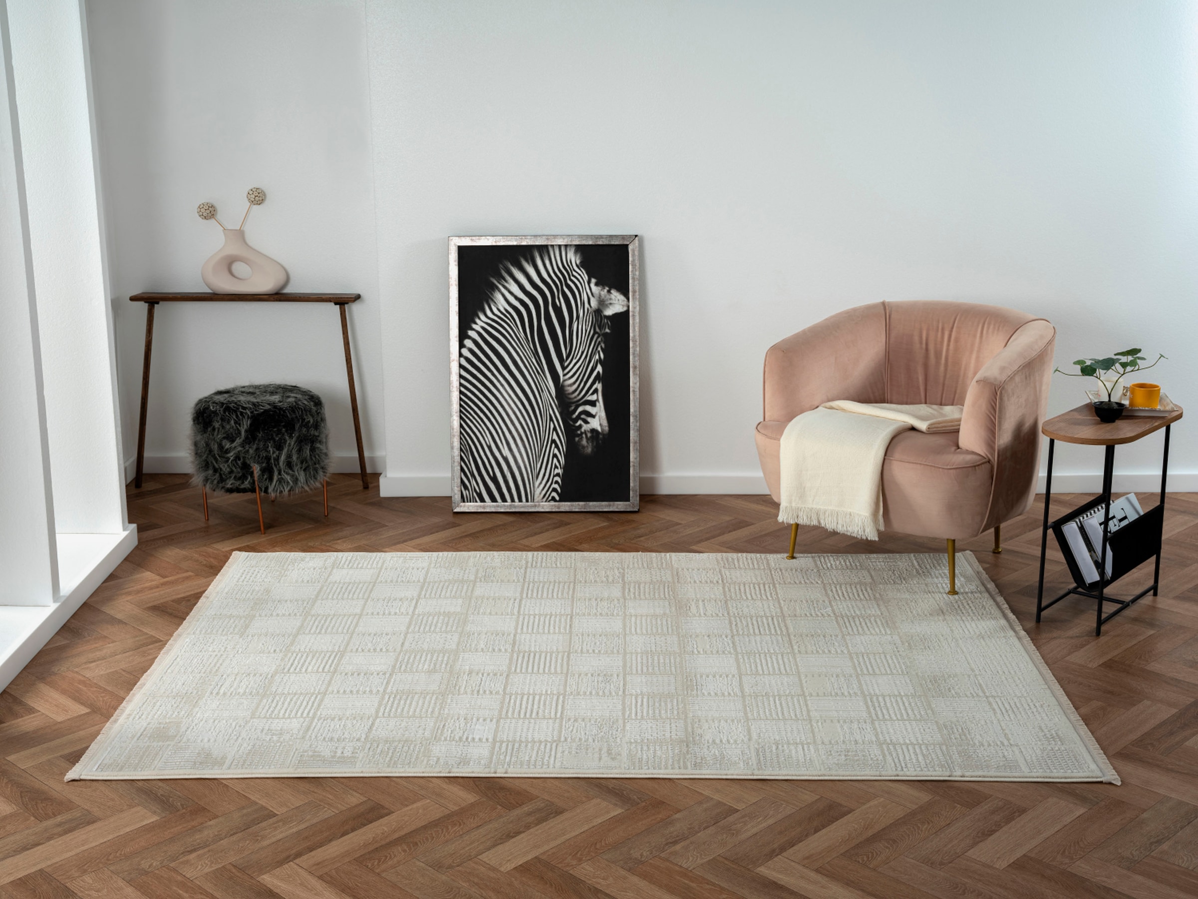 Myflair Möbel & Accessoires Teppich »My House, LAGERRÄUMUNG!« rechteckig 10 mm Höhe Kurzflor, Retro-Style,  besonders weich durch Microfaser, mit Fransen