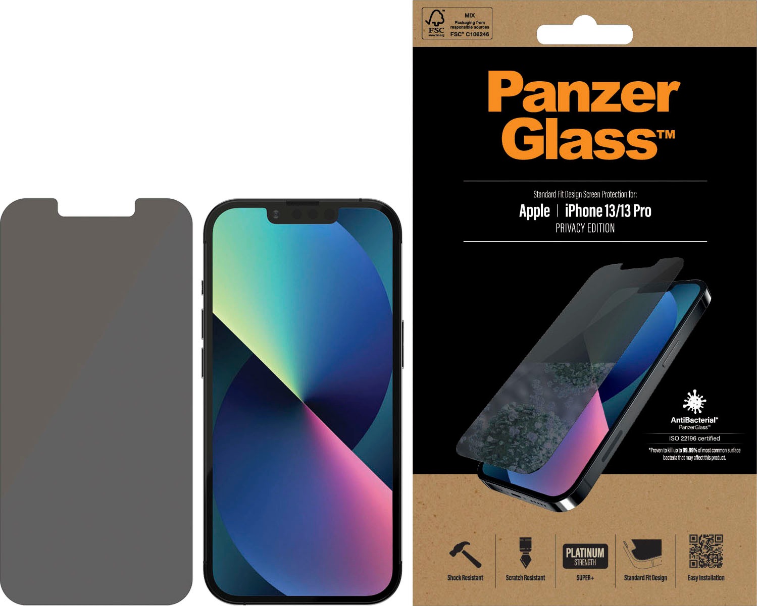 Image of PanzerGlass Displayschutzfolie »PanzerGlass Standard Fit Privacy (Antibakeriell) für iPhone 13« bei Ackermann Versand Schweiz