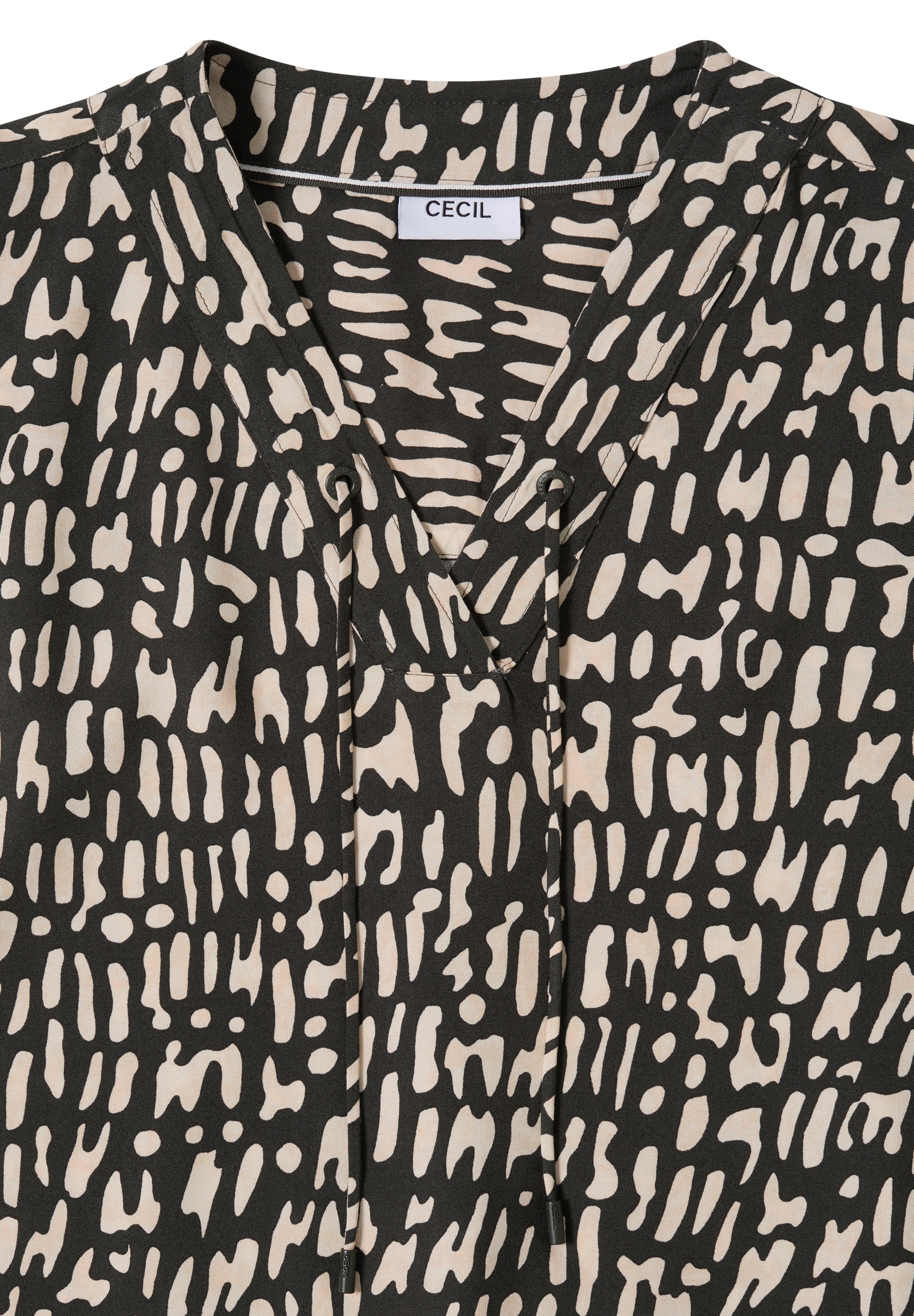 Cecil Langarmbluse mit Tunnelzug und grafischem Muster