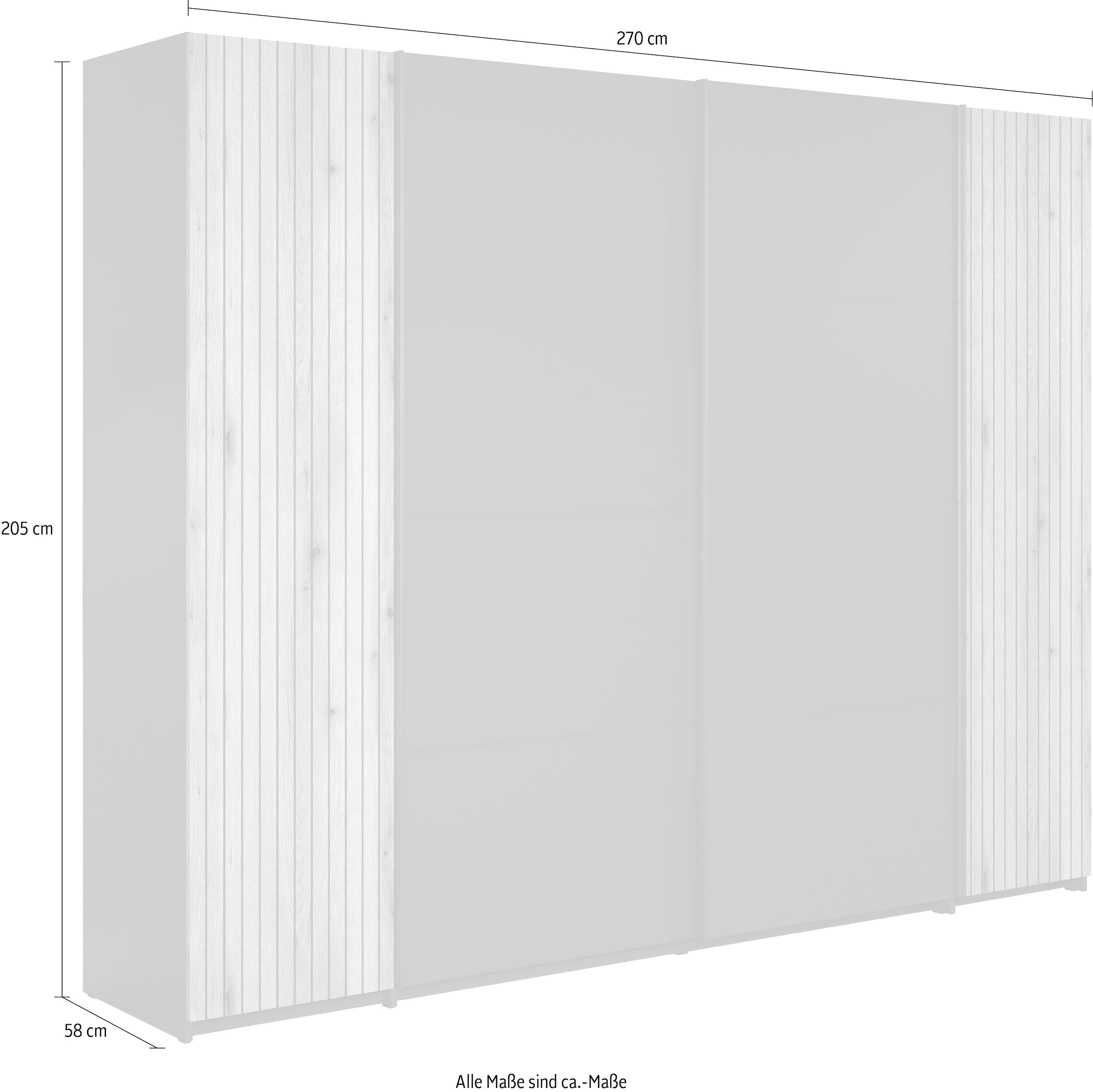 INOSIGN Schwebetürenschrank »Estepona« Kleiderschrank in Grau/Eiche wahlweise mit Passepartout/Einlegeböden