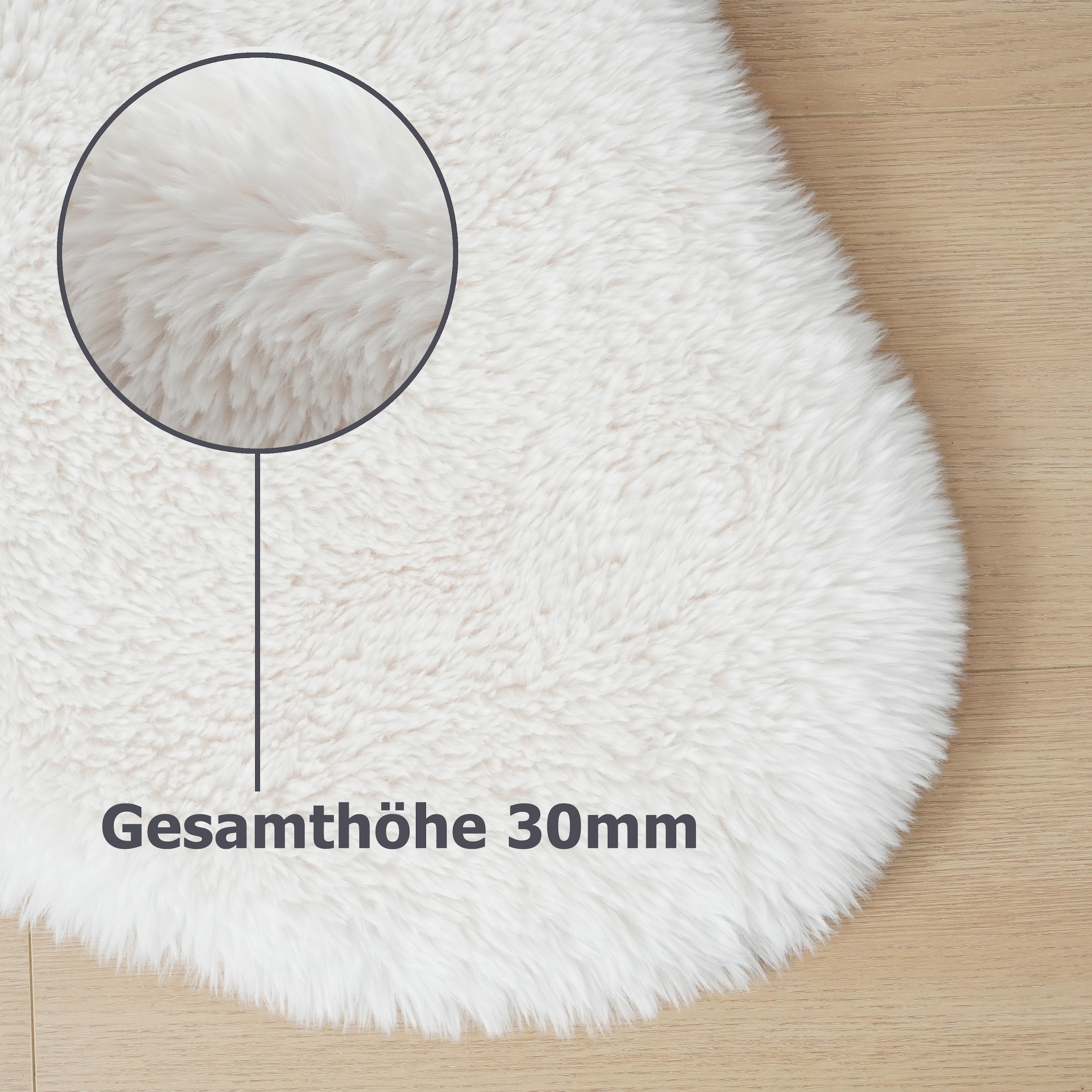 GOODproduct Hochflor-Teppich »Mollin, Fellform, leichter Glanz« rechteckig 30 mm Höhe Kunstfell, Fellimitat, waschbar, flauschig, weich, Wohnzimmer