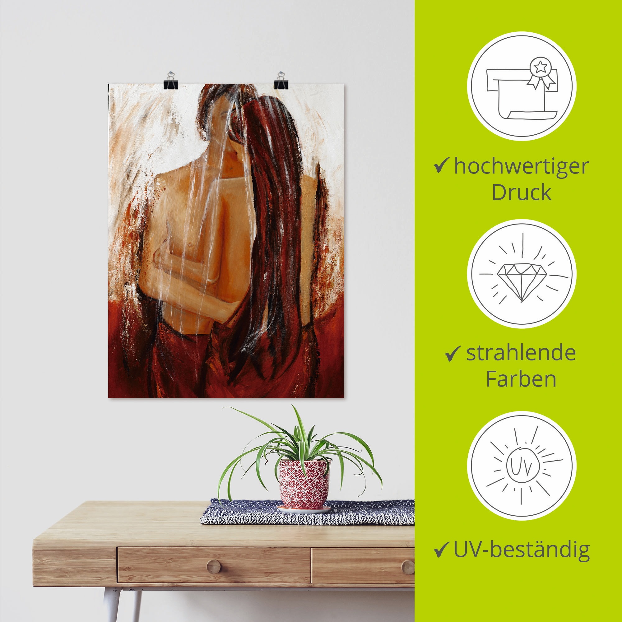 Artland Wandbild »Liebespaar in rot«, Paar, (1 St.), als Leinwandbild, Poster, Wandaufkleber in verschied. Grössen