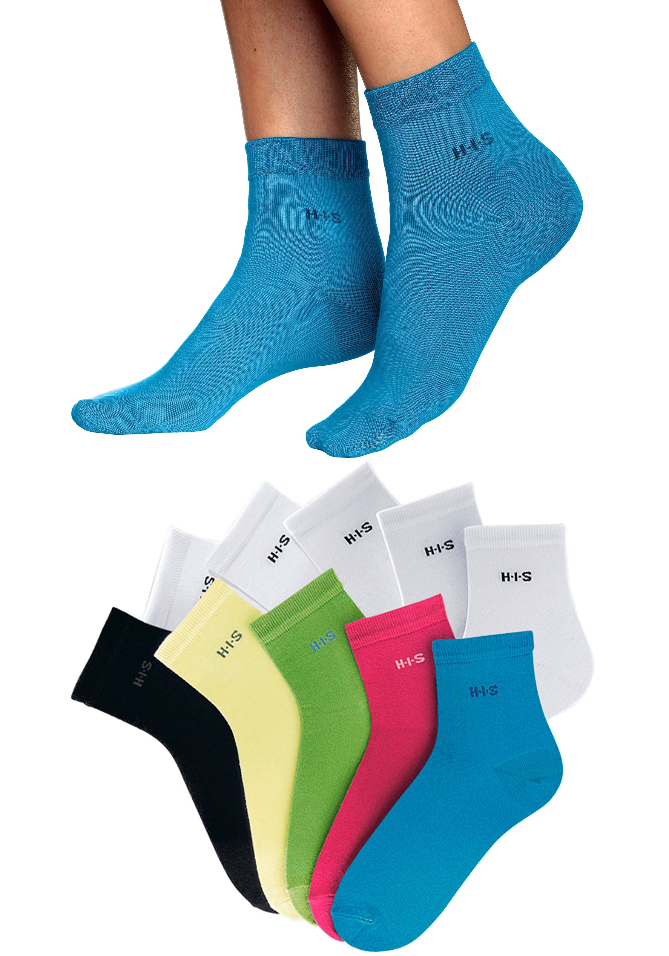 H.I.S Kurzsocken, (Set, 10 Paar), aus leichter atmungsaktiver Qualität