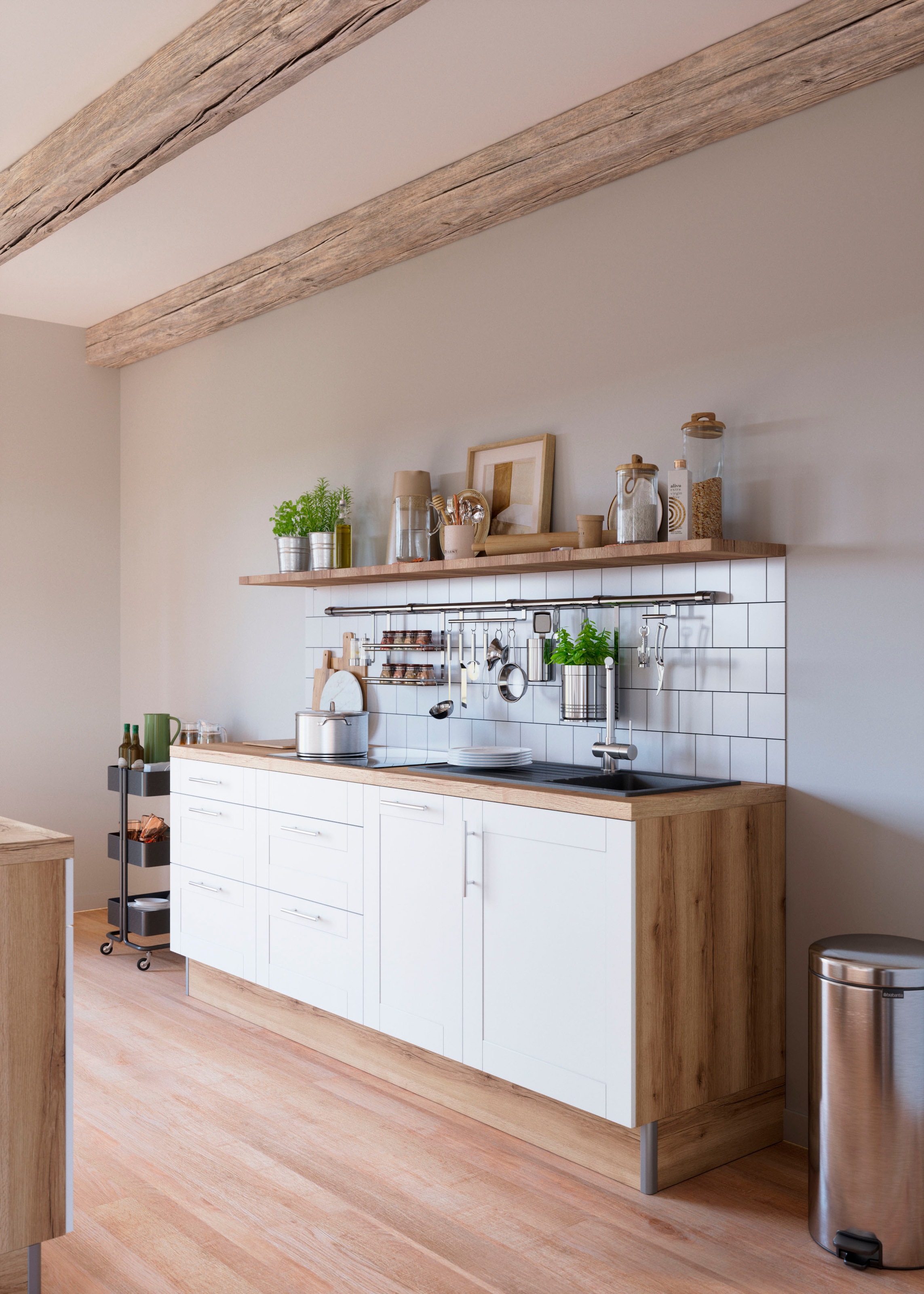 OPTIFIT Küche "Ahus" Breite 225 cm, wahlw. Mit E-Geräten, Soft Close Funktion, MDF Fronten