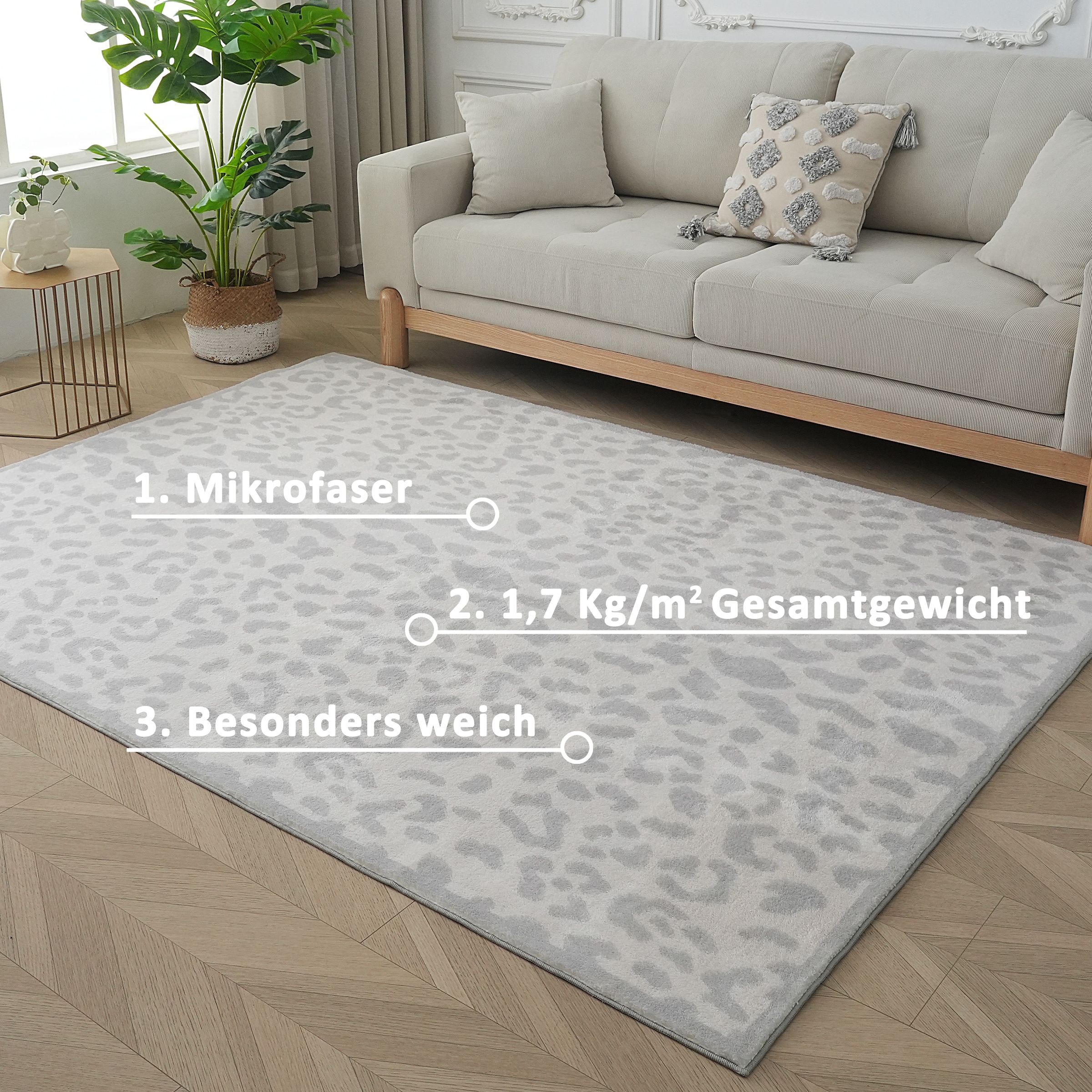 GOODproduct Teppich »Leo, mit trendigem Leopardenmuster, waschbar« rechteckig 12 mm Höhe kuschelig & weich, modern, Animal Print, Wohnzimmer, Schlafzimmer