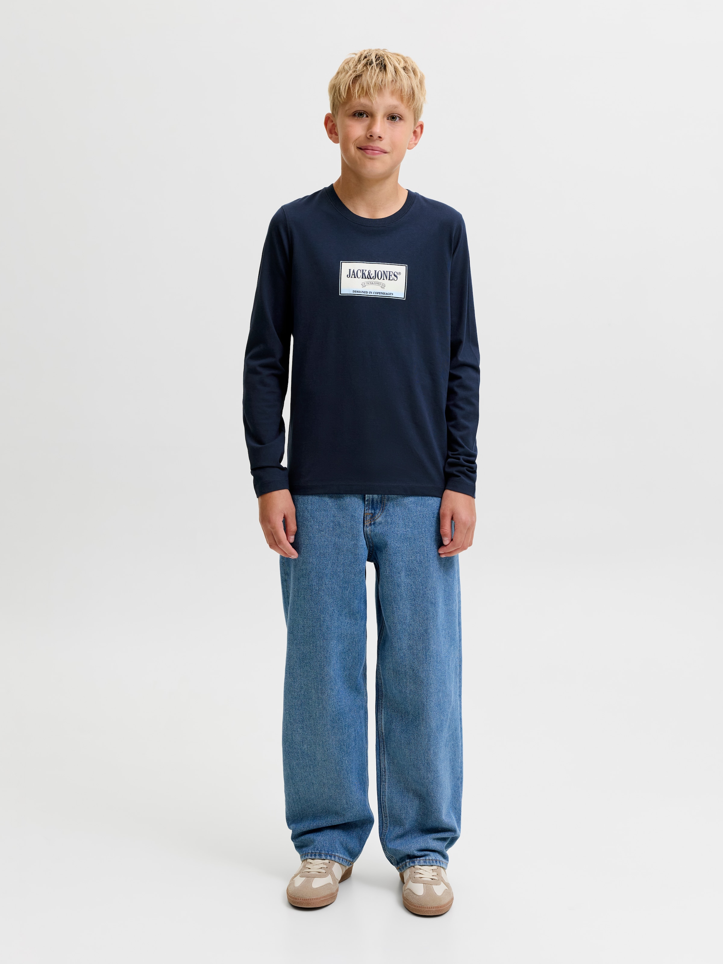 Jack & Jones Junior Langarmshirt »JORFREDERIKSBERG GRAPHIC BOX TEE LS JNR« Baumwolle, regular fit