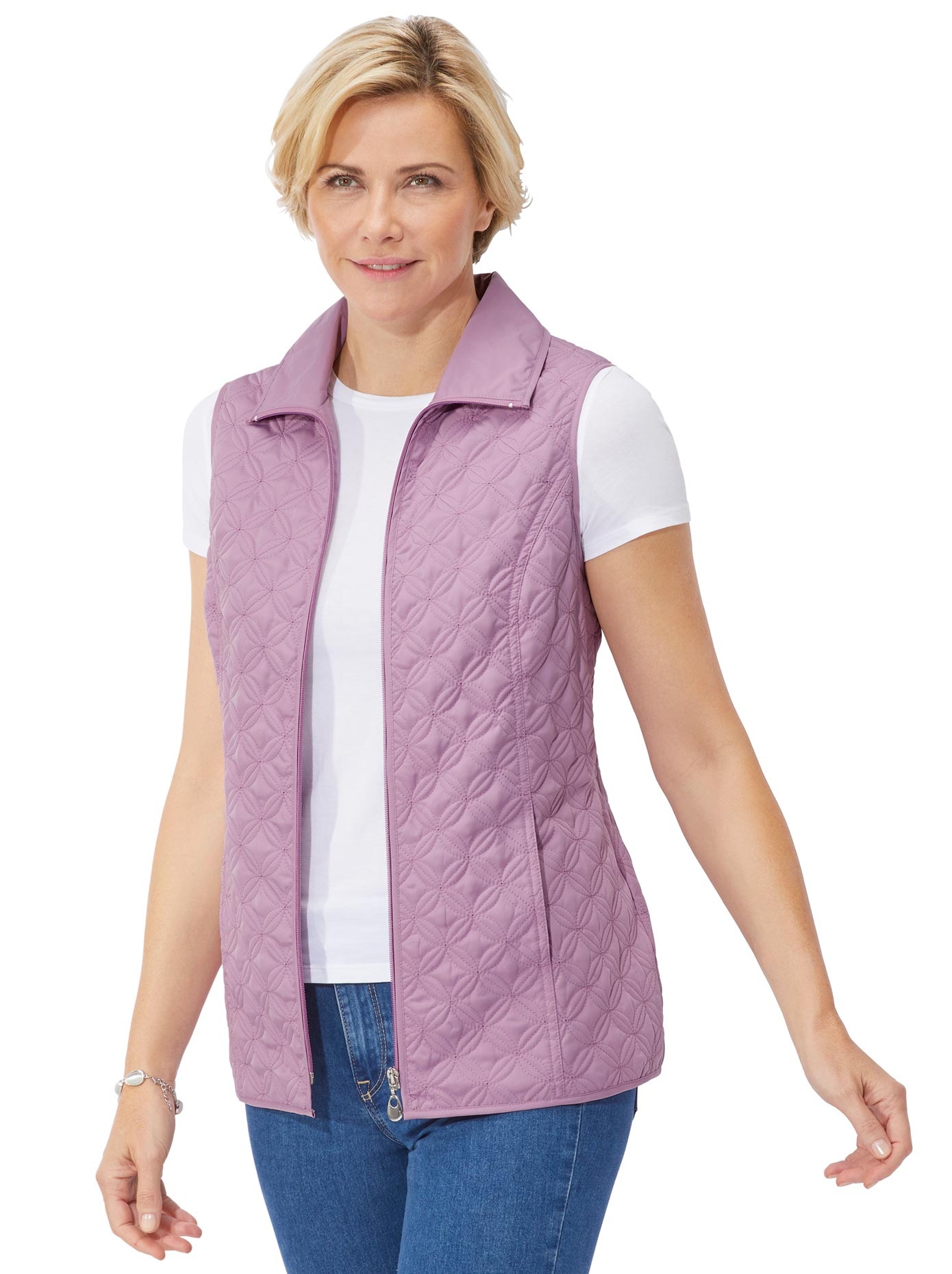 Weste in extravagantem Steppmuster