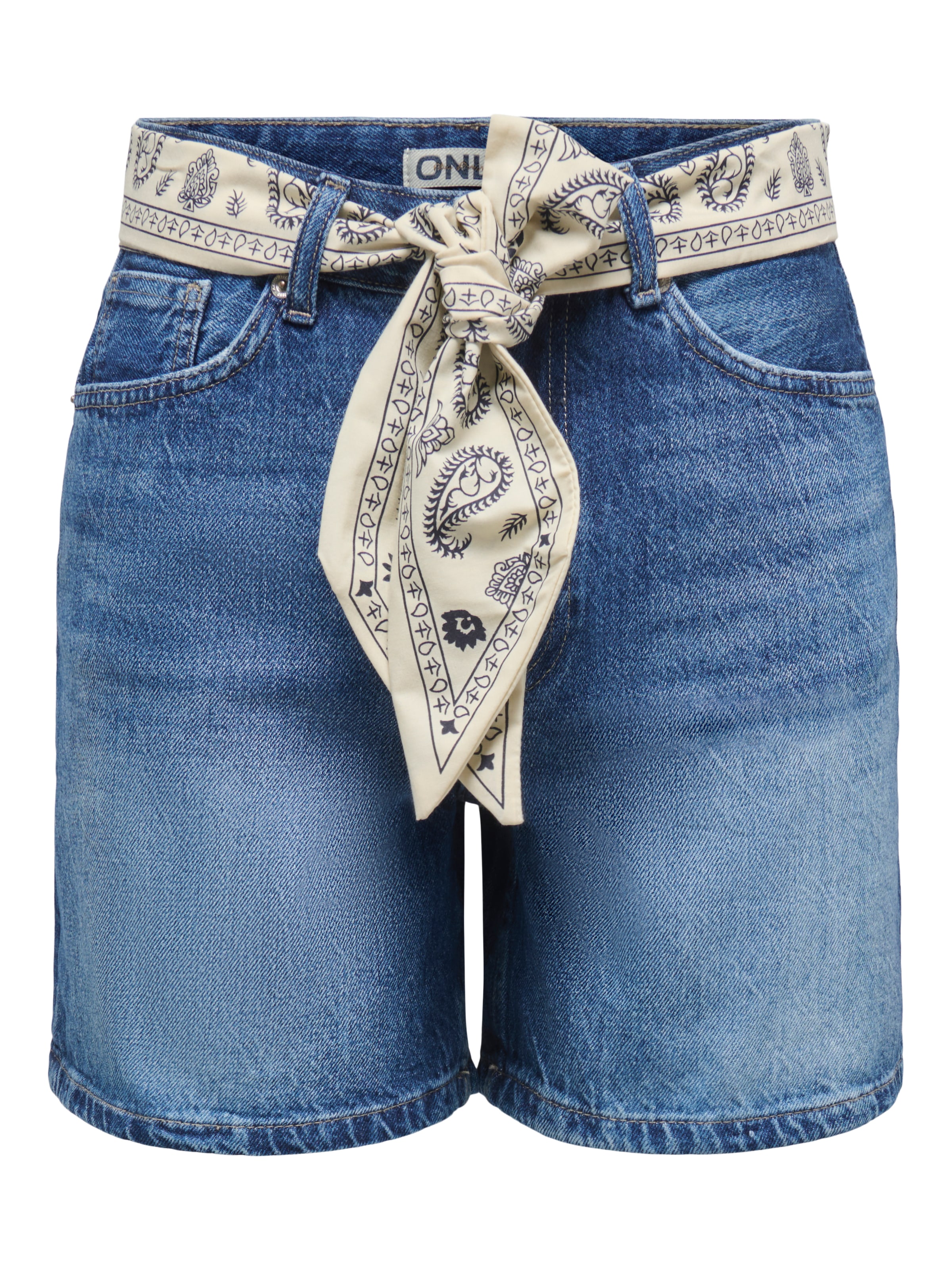 ONLY Short en jean »ONLJOSE HW SCARF DNM SHORTS AZG« coton, regular fit, taille haute