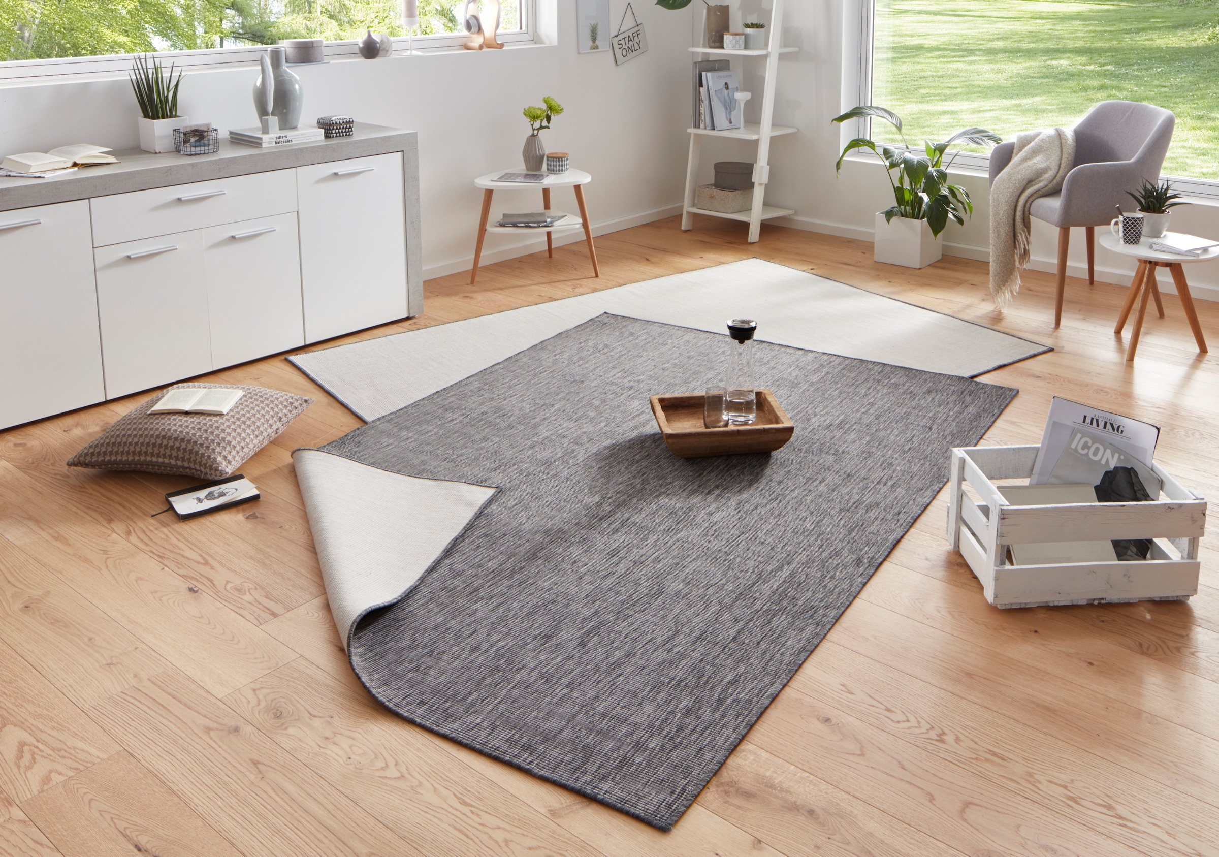 Image of NORTHRUGS Teppich "Miami Wendeteppich" rechteckig 5 mm Höhe In-& Outdoor, Wetterfest, Balkon, Läufer, Wohnzimmer, Wasserfest