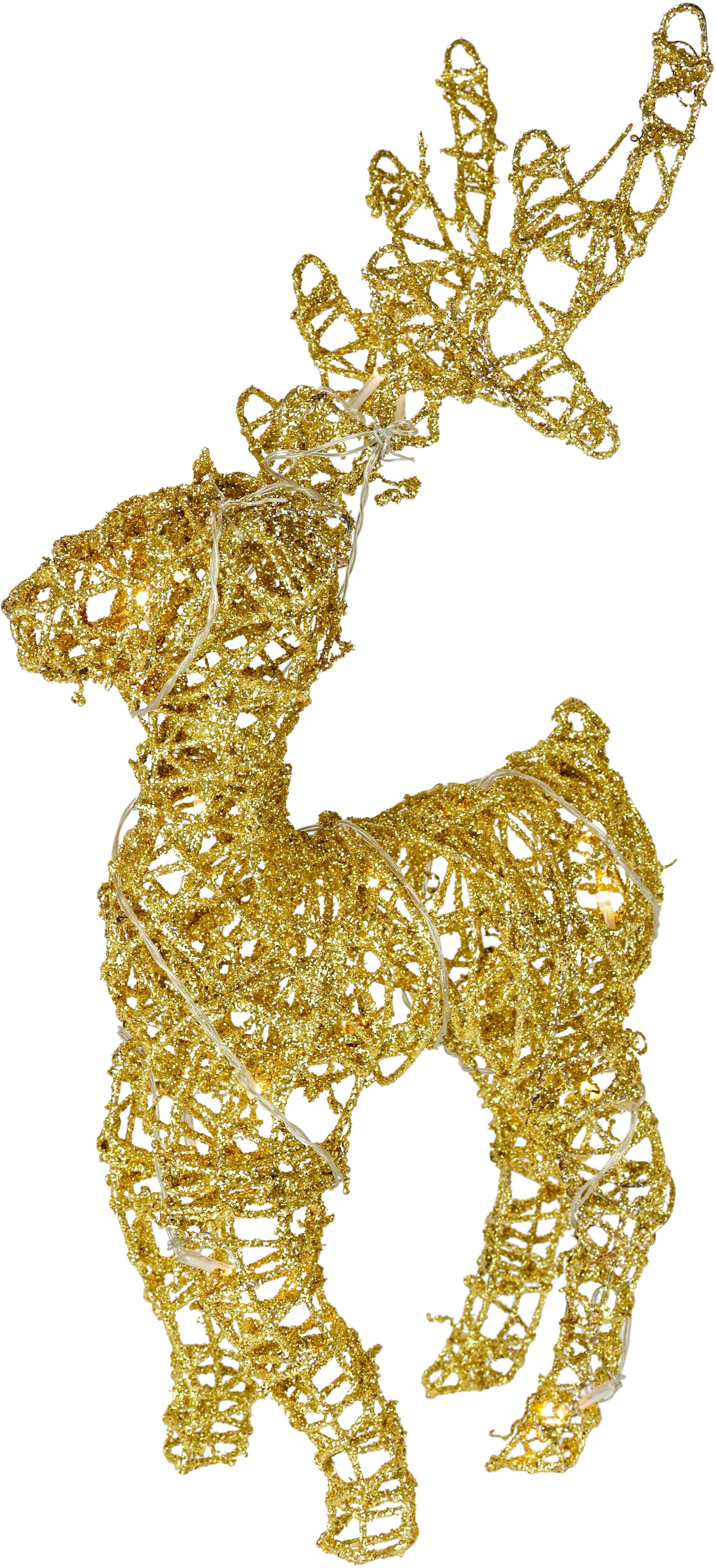 Image of I.GE.A. LED-Dekofigur "LED-Rattan-Hirsch" Statue leuchtend Weihnachtsdeko Figur Reh Skulptur Garten