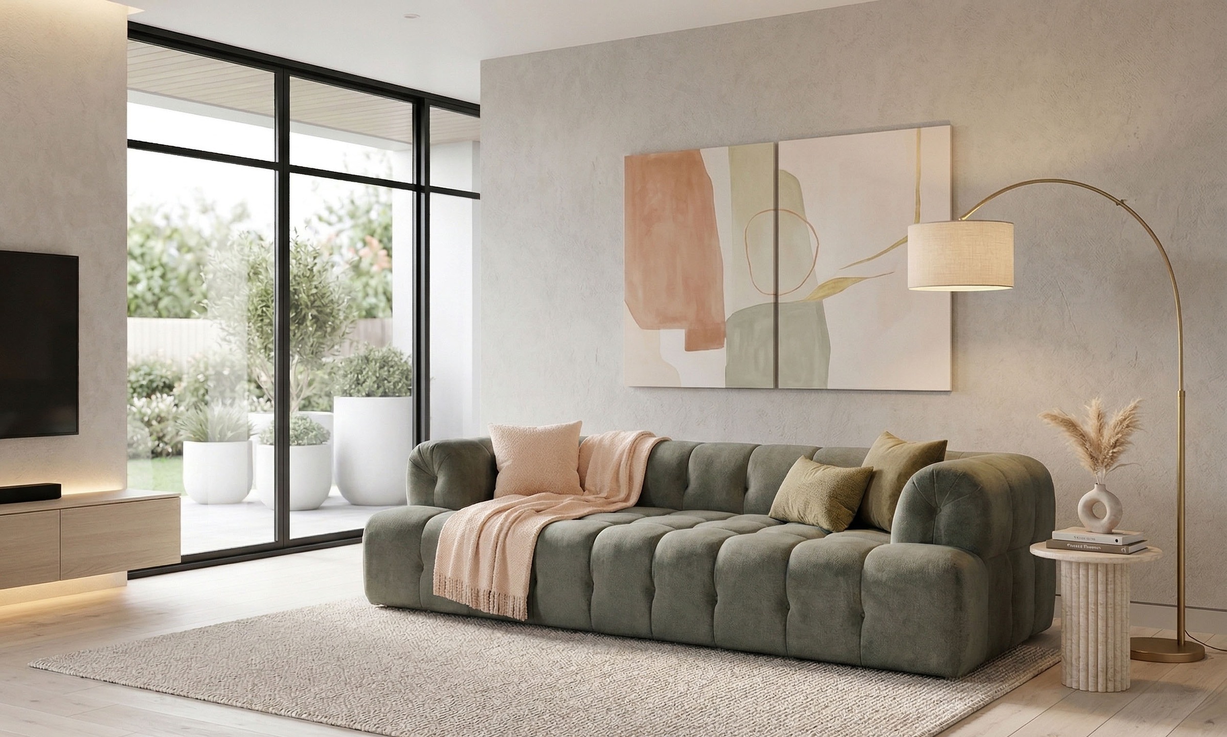 Image of Home affaire 3-Sitzer "APERIRE Design-Sofa, moderne Steppung, Breite 225 cm" mit Wellenunterfederung, gemütlich und modern, komfortables Sitzgefühl