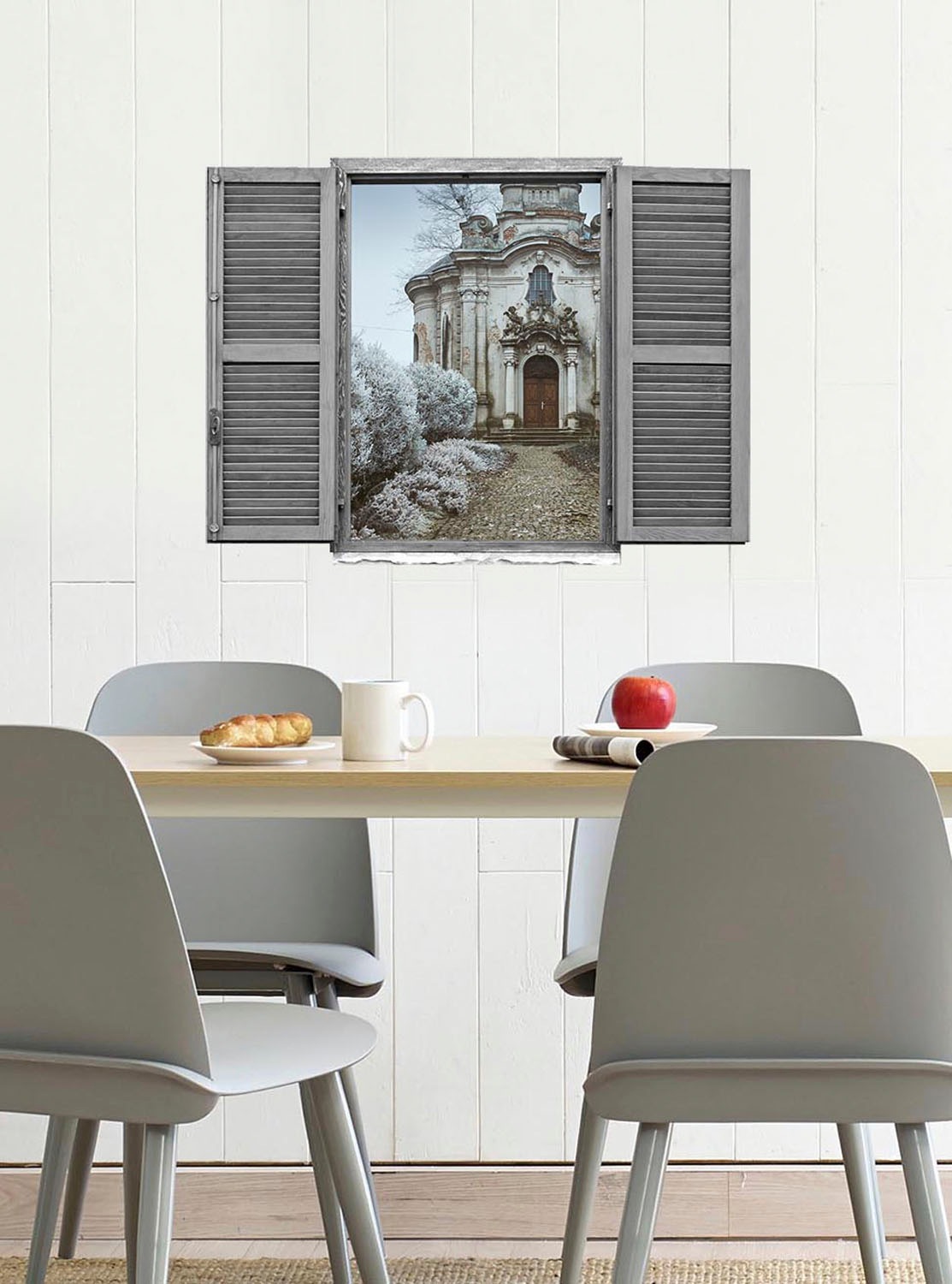 queence Autocollant mural »Haus« Wandsticker, Wandbild, selbstklebend, 3D, Fenster