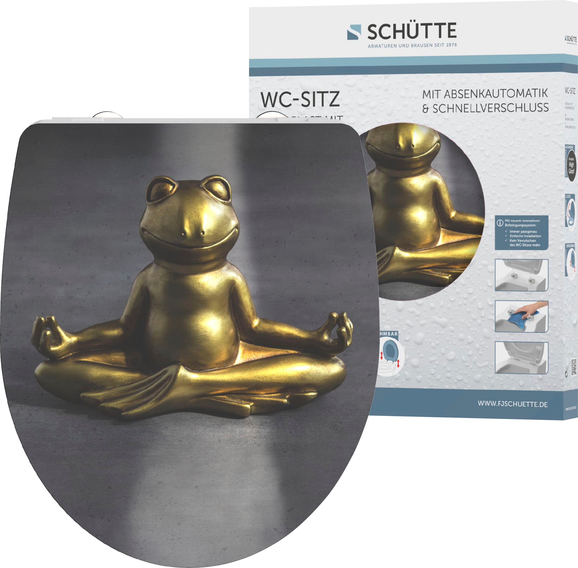 Schütte WC-Sitz »Relaxing Frog«, Duroplast, mit Absenkautomatik und Schnellverschluss, High Gloss