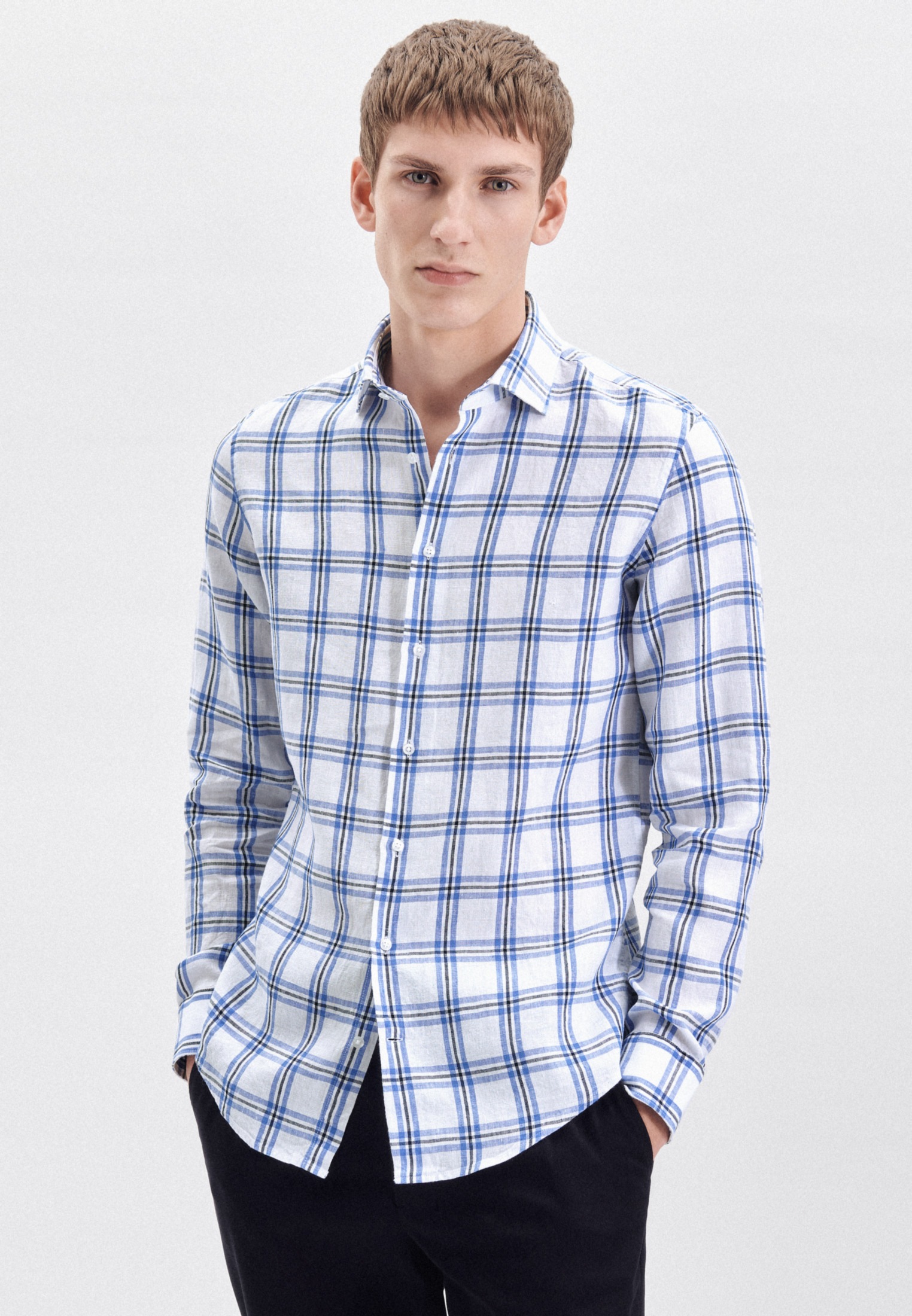 Image of seidensticker Leinenhemd »Slim«, Slim Langarm Kentkragen Karo bei Ackermann Versand Schweiz