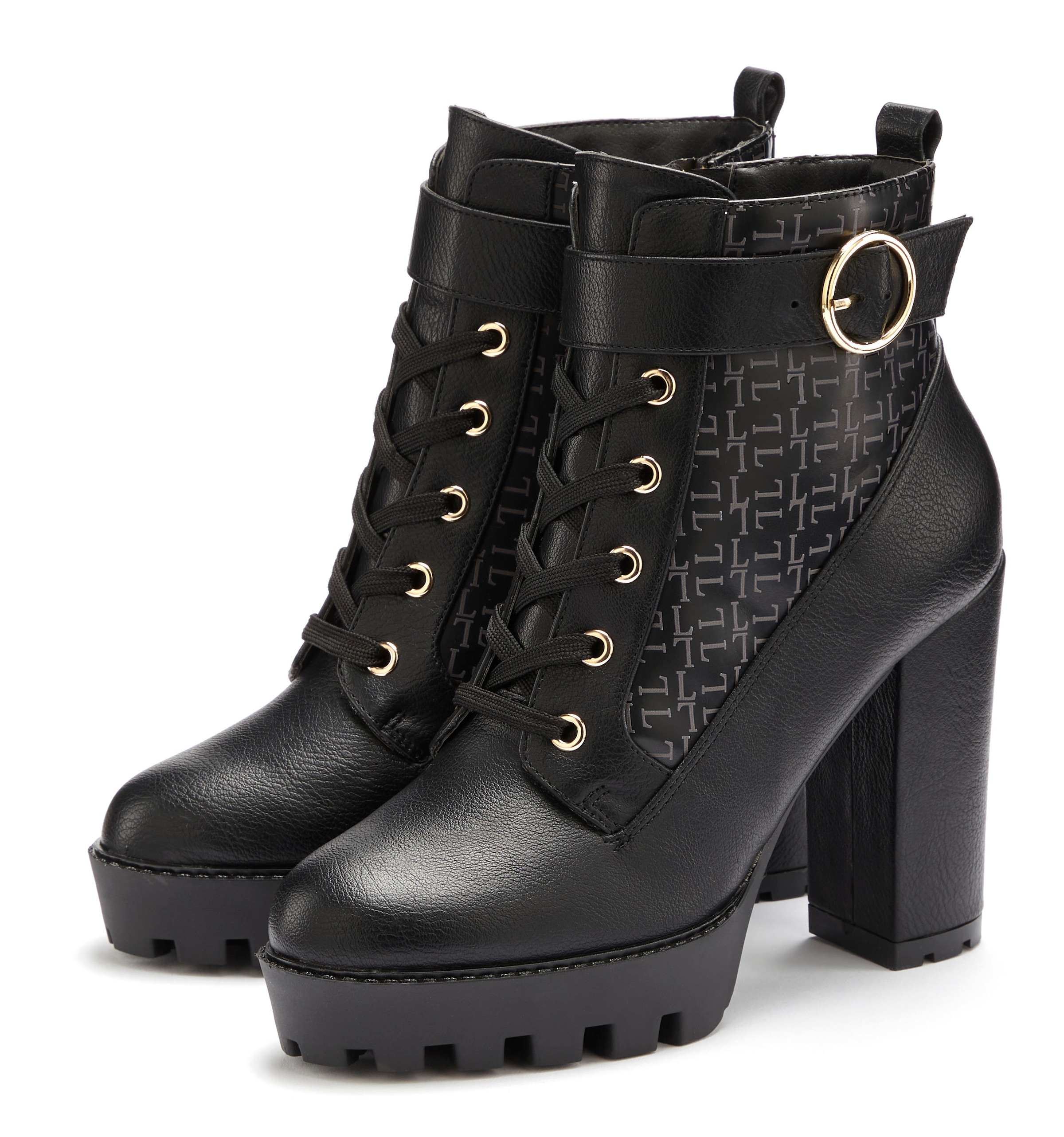 Image of LASCANA Stiefelette "High-Heel-Stiefelette," mit Blockabsatz & raffinierter Musterung VEGAN